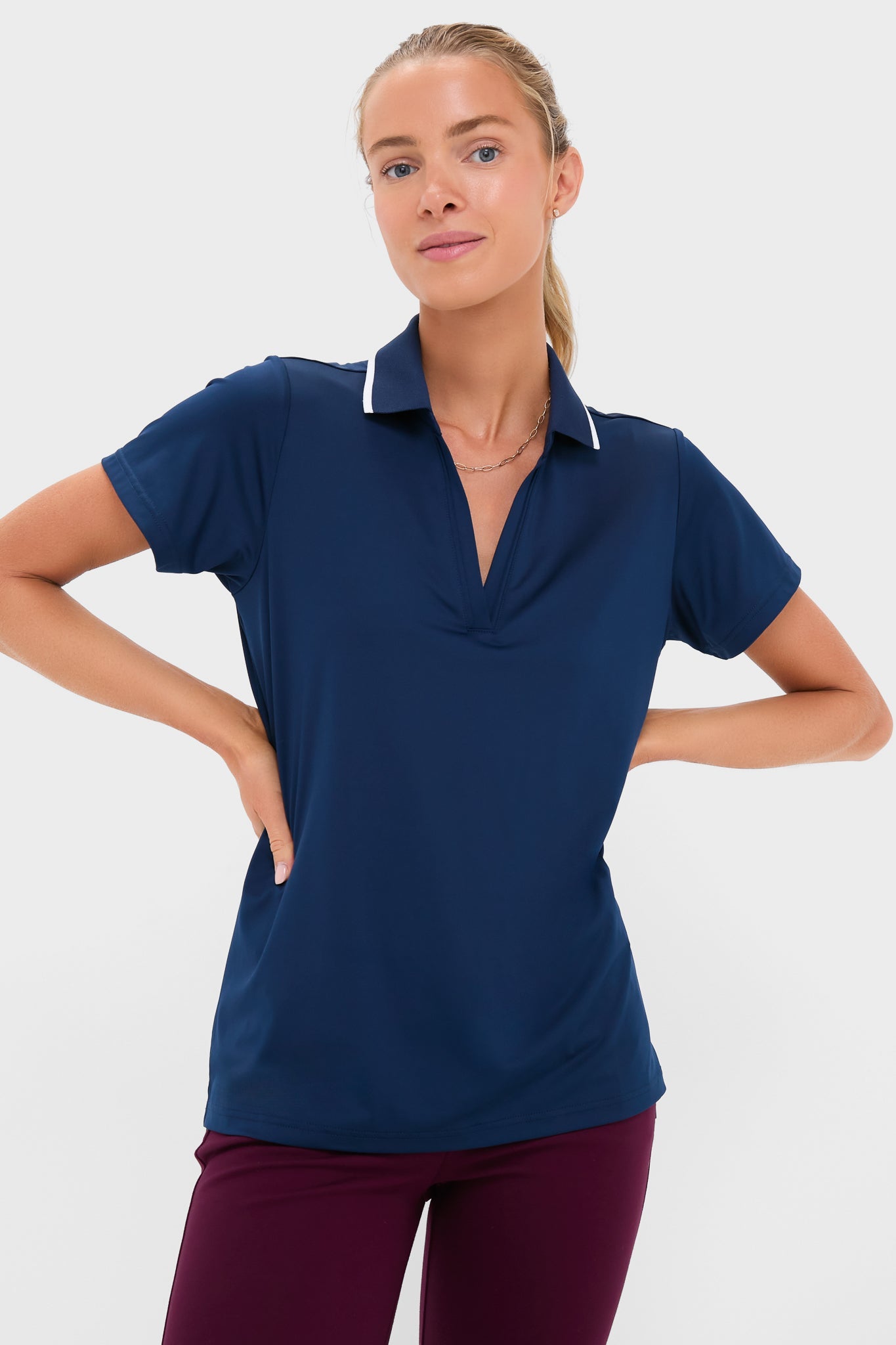 Navy Short Sleeve Performance Jersey Caroline Polo