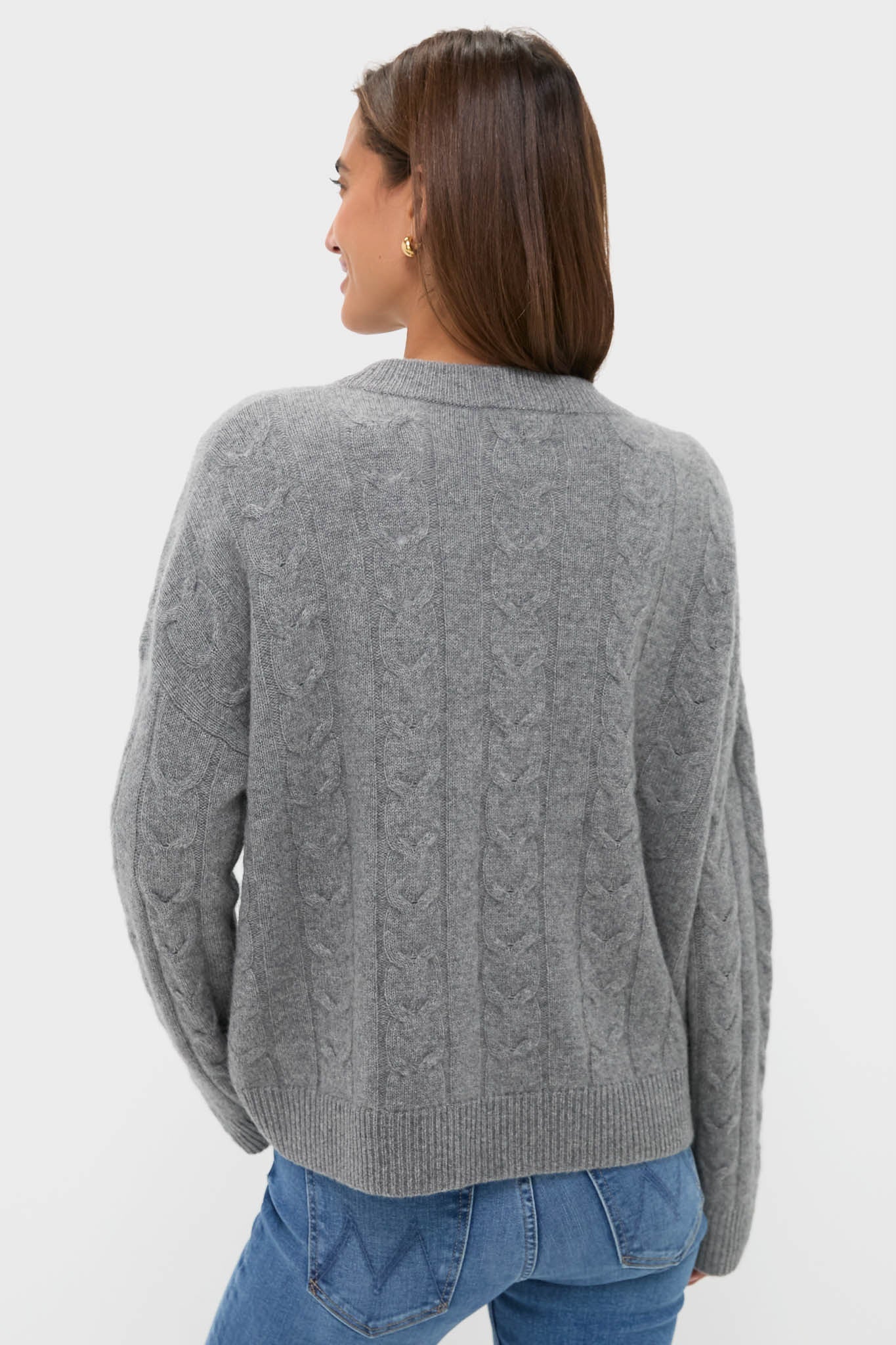 Shadow Gray Cashmere Eloise Cable Knit Sweater