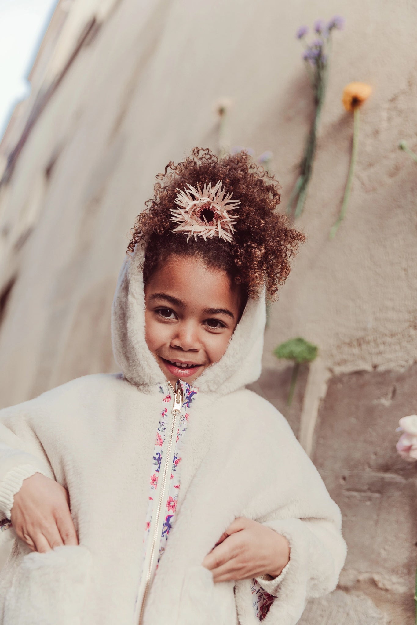 Reversible Coat Felvet Cream Wild Flowers