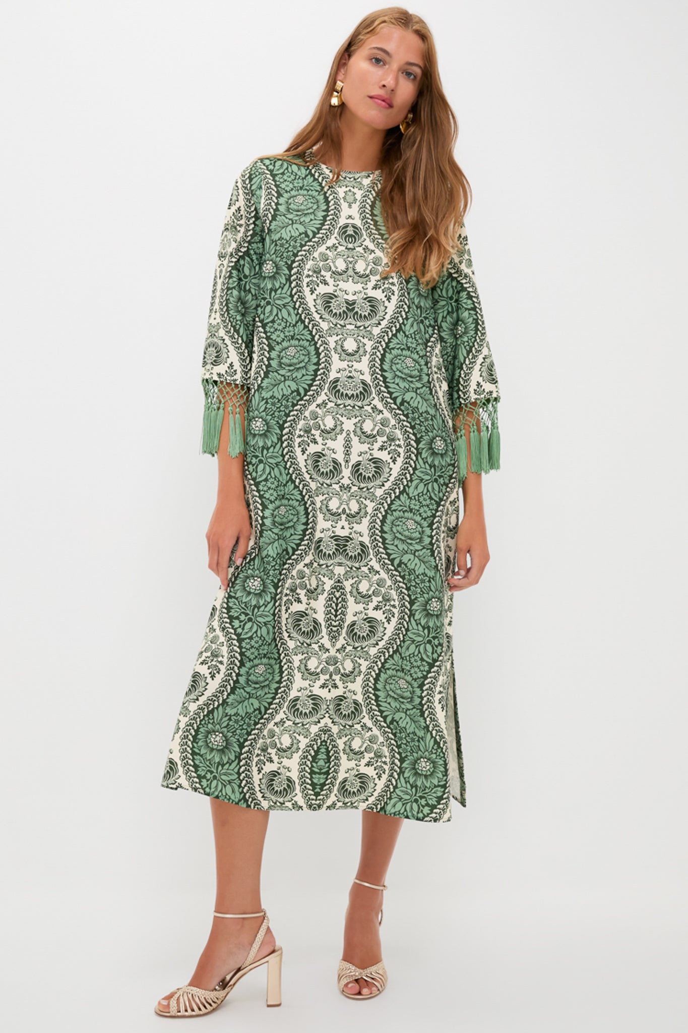 Emerald Mirasol Wave Fringe Sleeve Jamie Dress