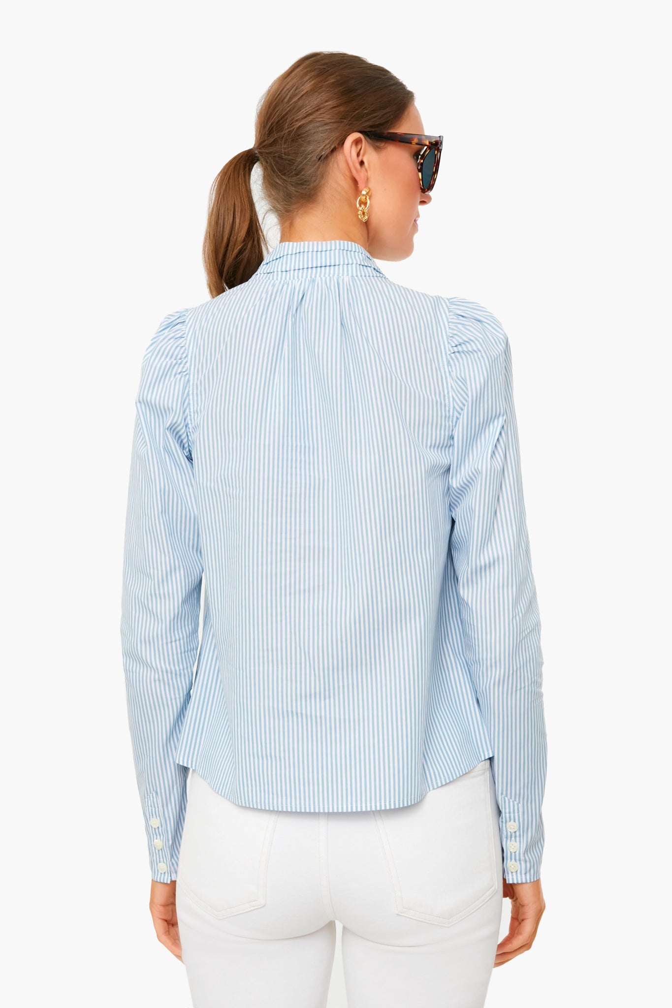 Freshwater Stripe Louella Oxford Shoulder Placket Blouse