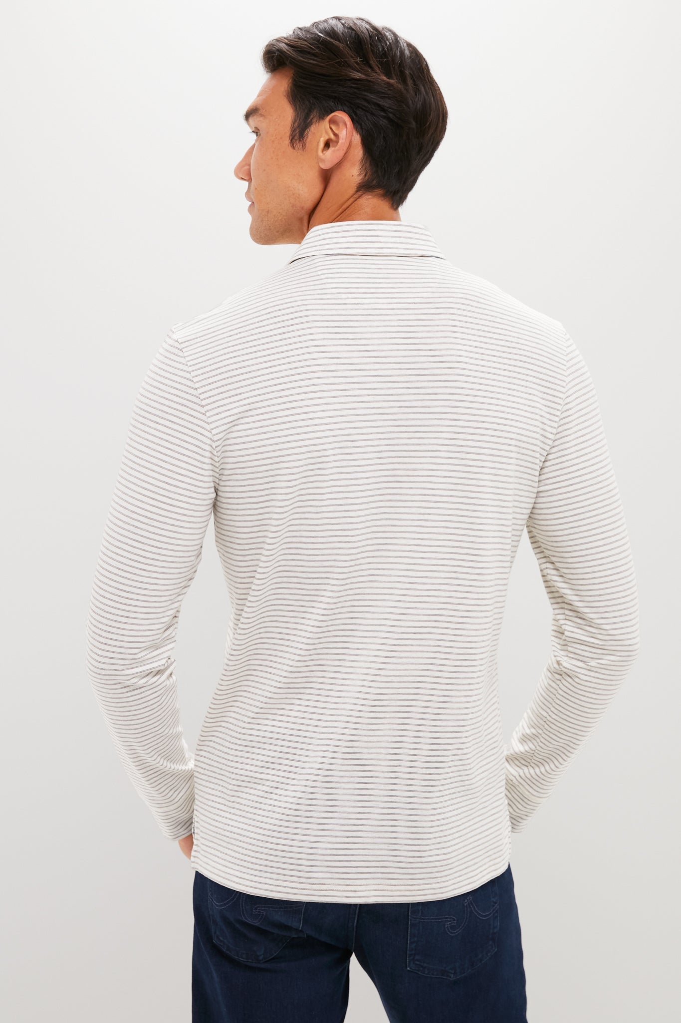 Logan Creek Stripe Long Sleeve Movement Polo
