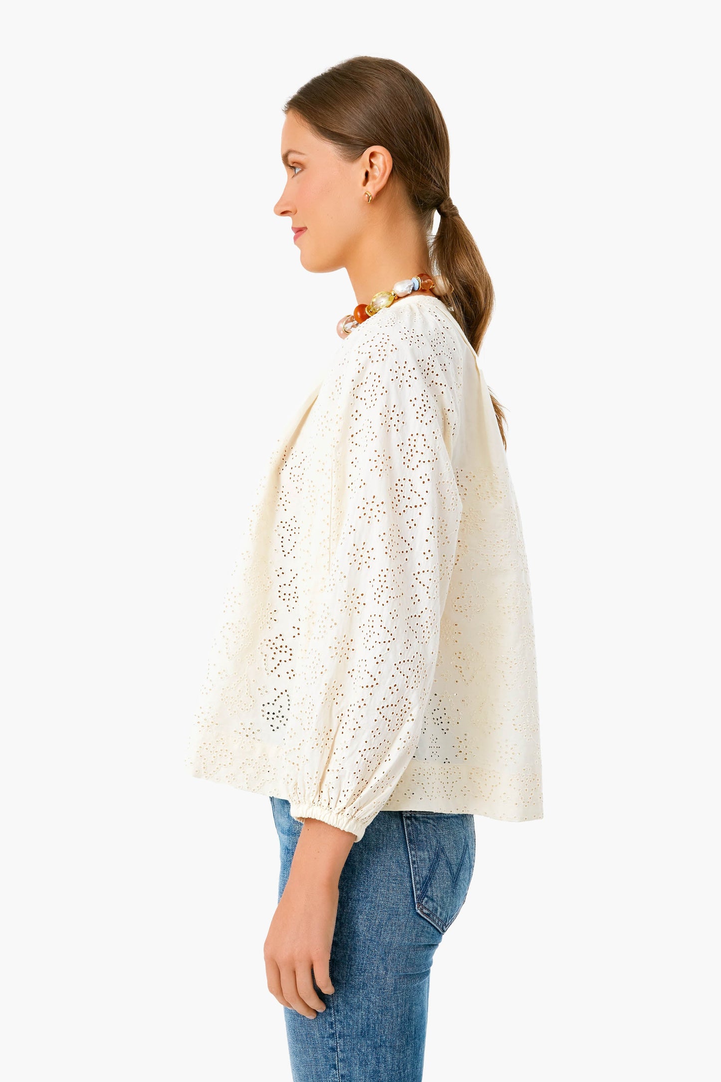 Bone Eyelet Somerset Blouse