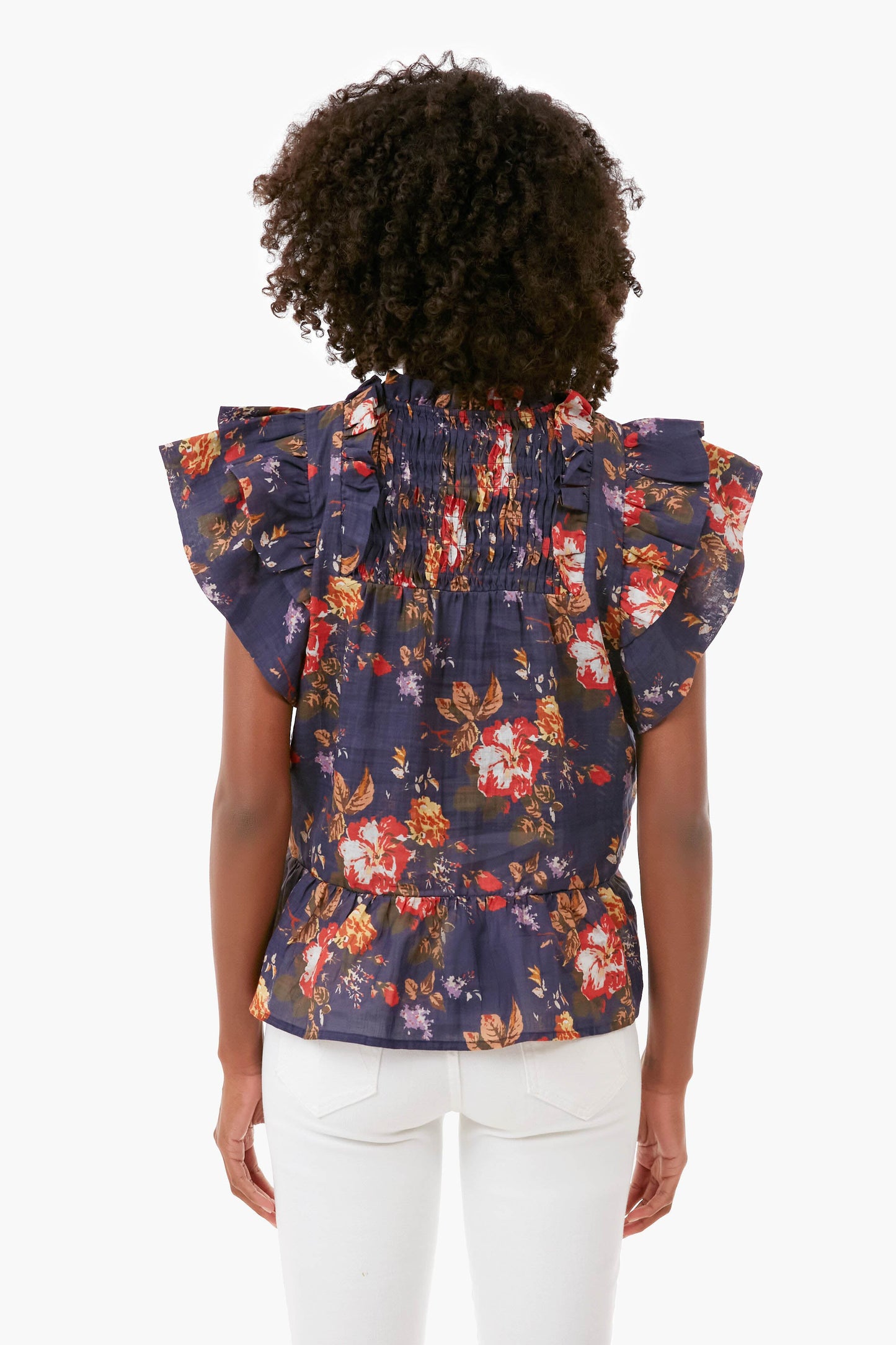 Navy Esme Flutter Sleeve Top