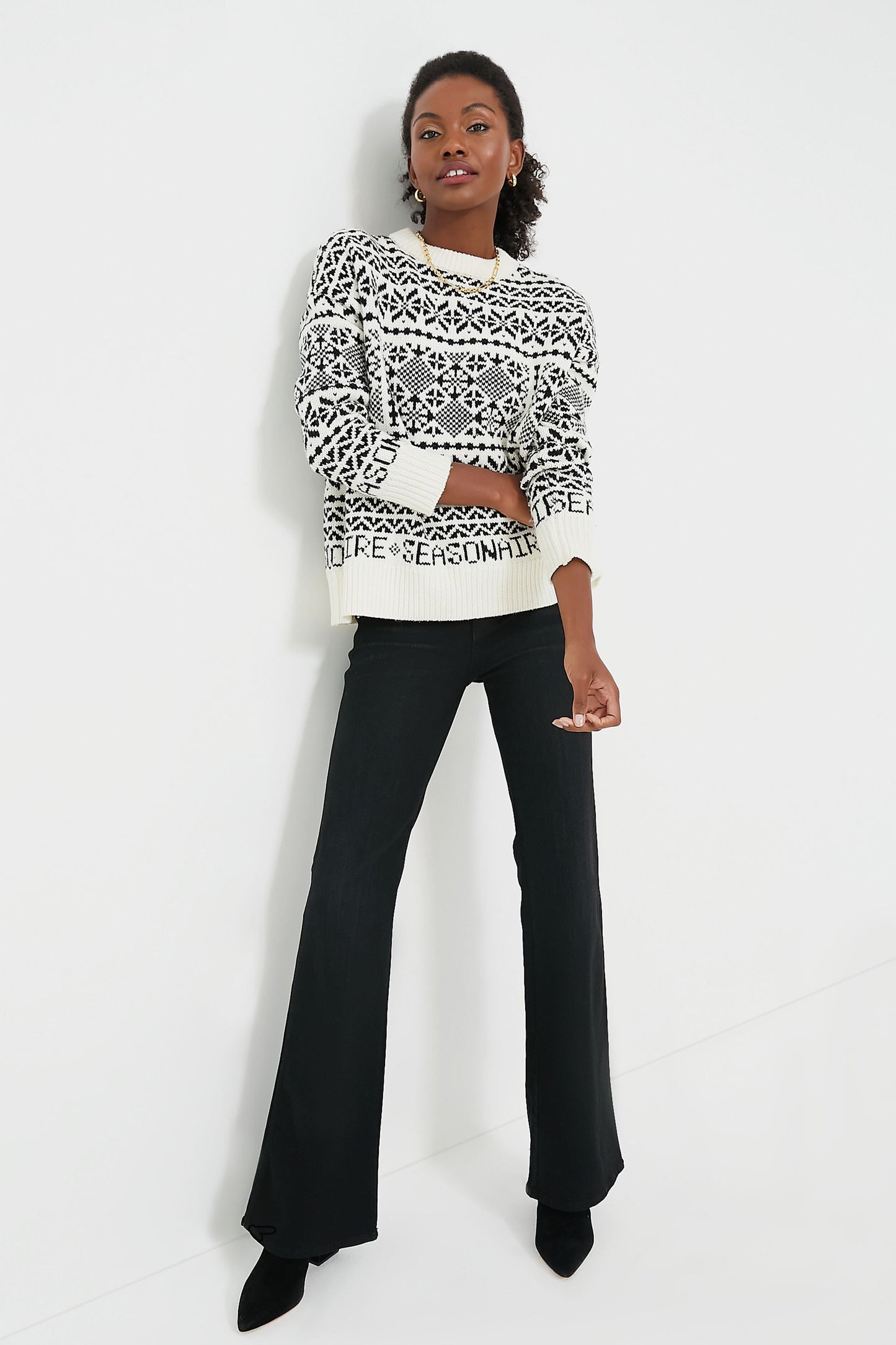 Charcoal and Cream Fair Isle Sandwick Sweater