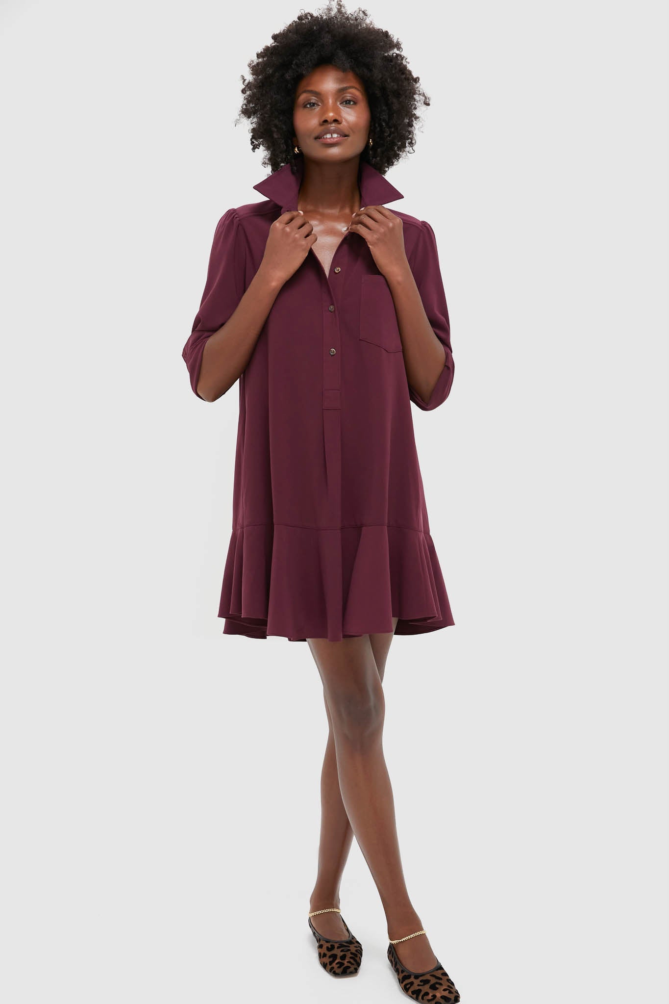 Winetasting Crepe Callahan Shirt Dress