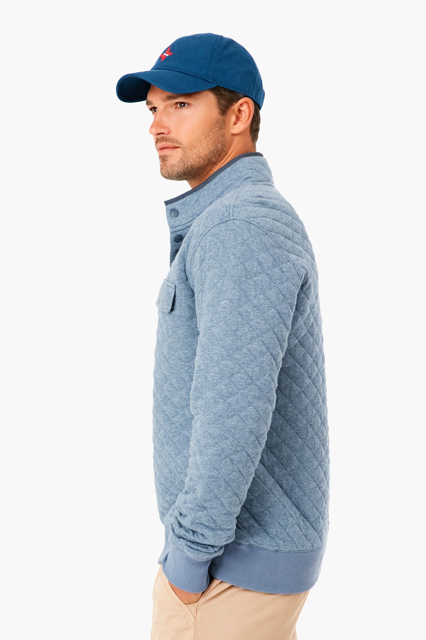 Faded Blue Heather Epic Quilted Fleece Pullover