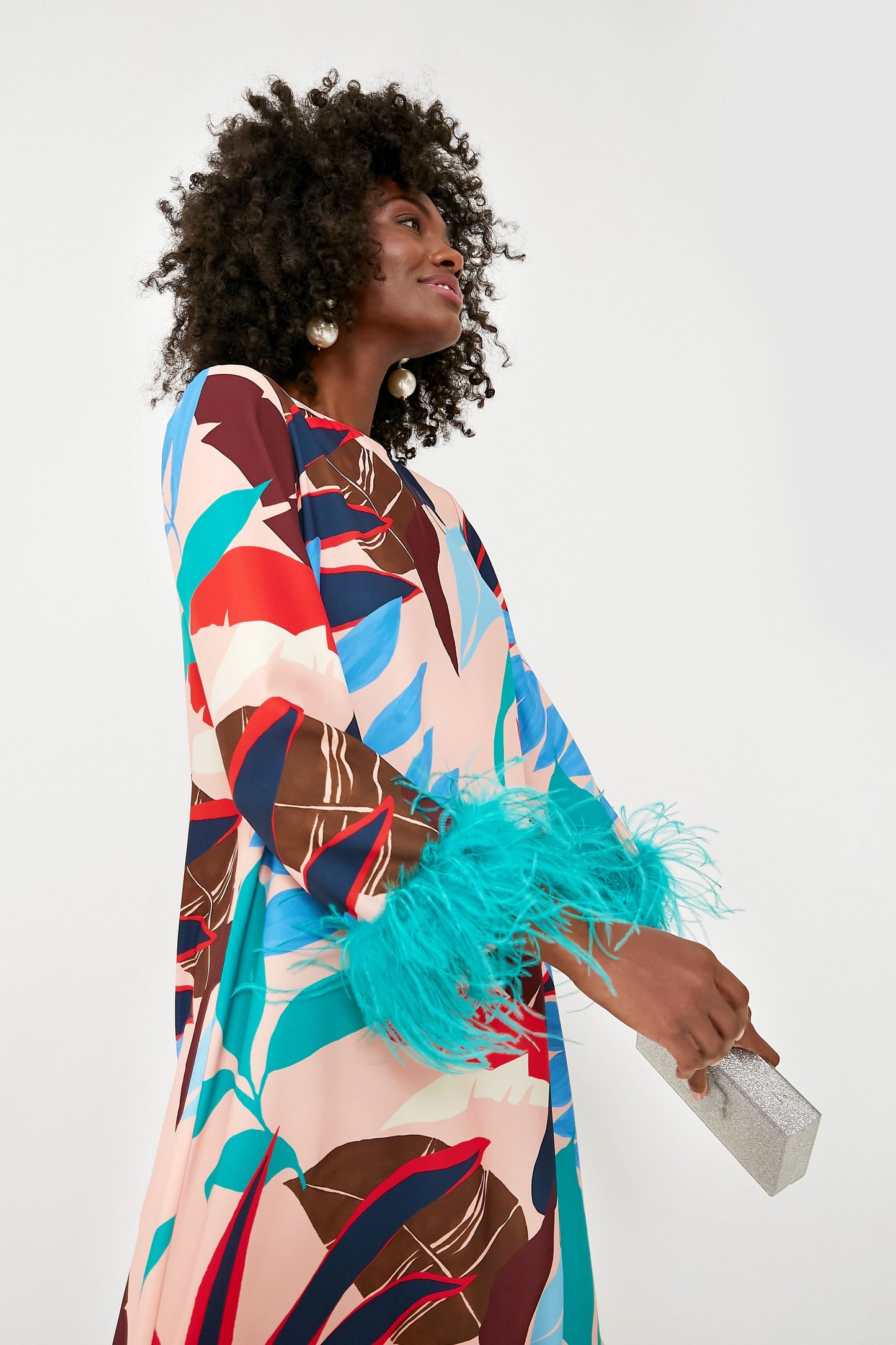 Vibrant Palm Feather Jamie Dress