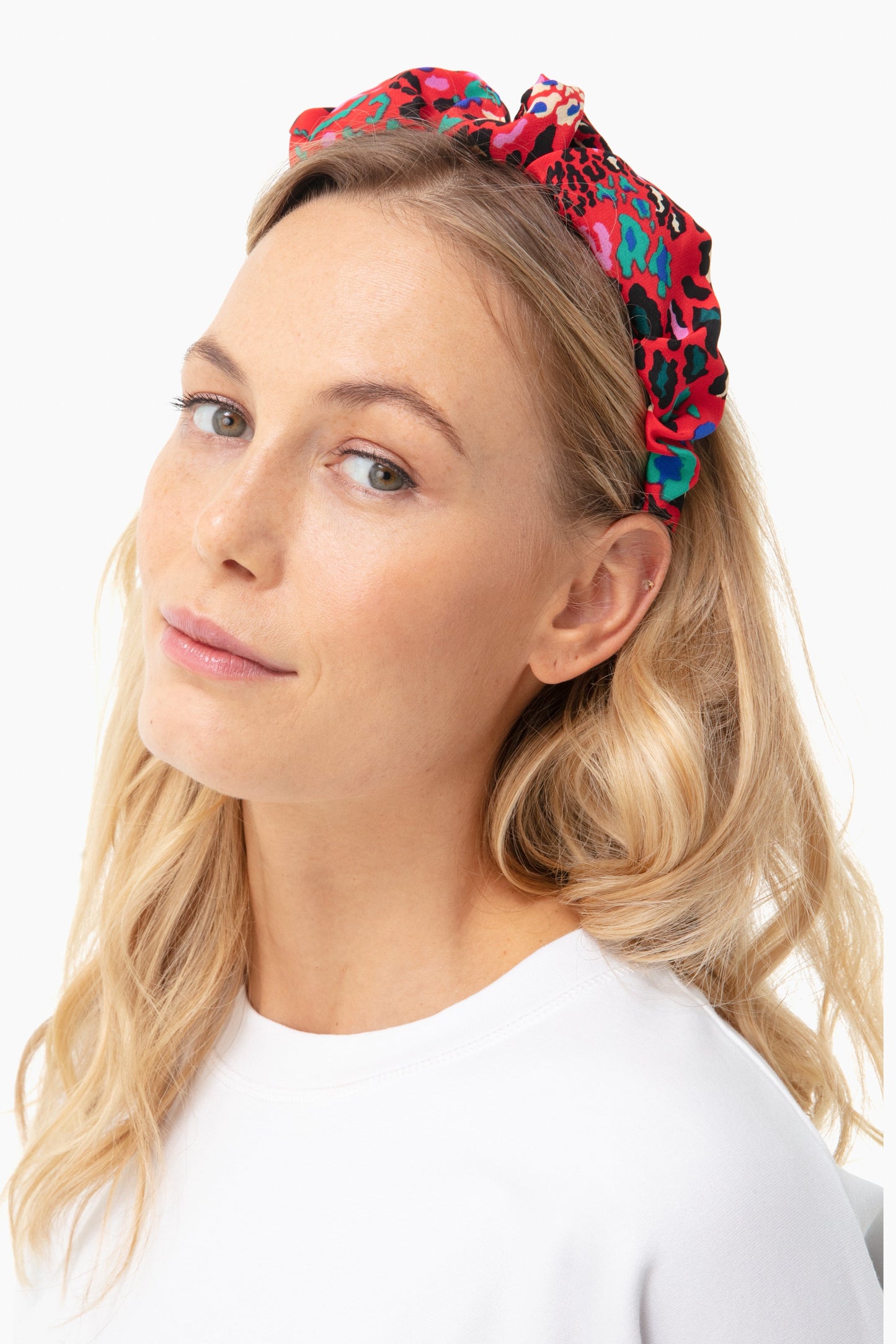Leopard Red Ruched Headband