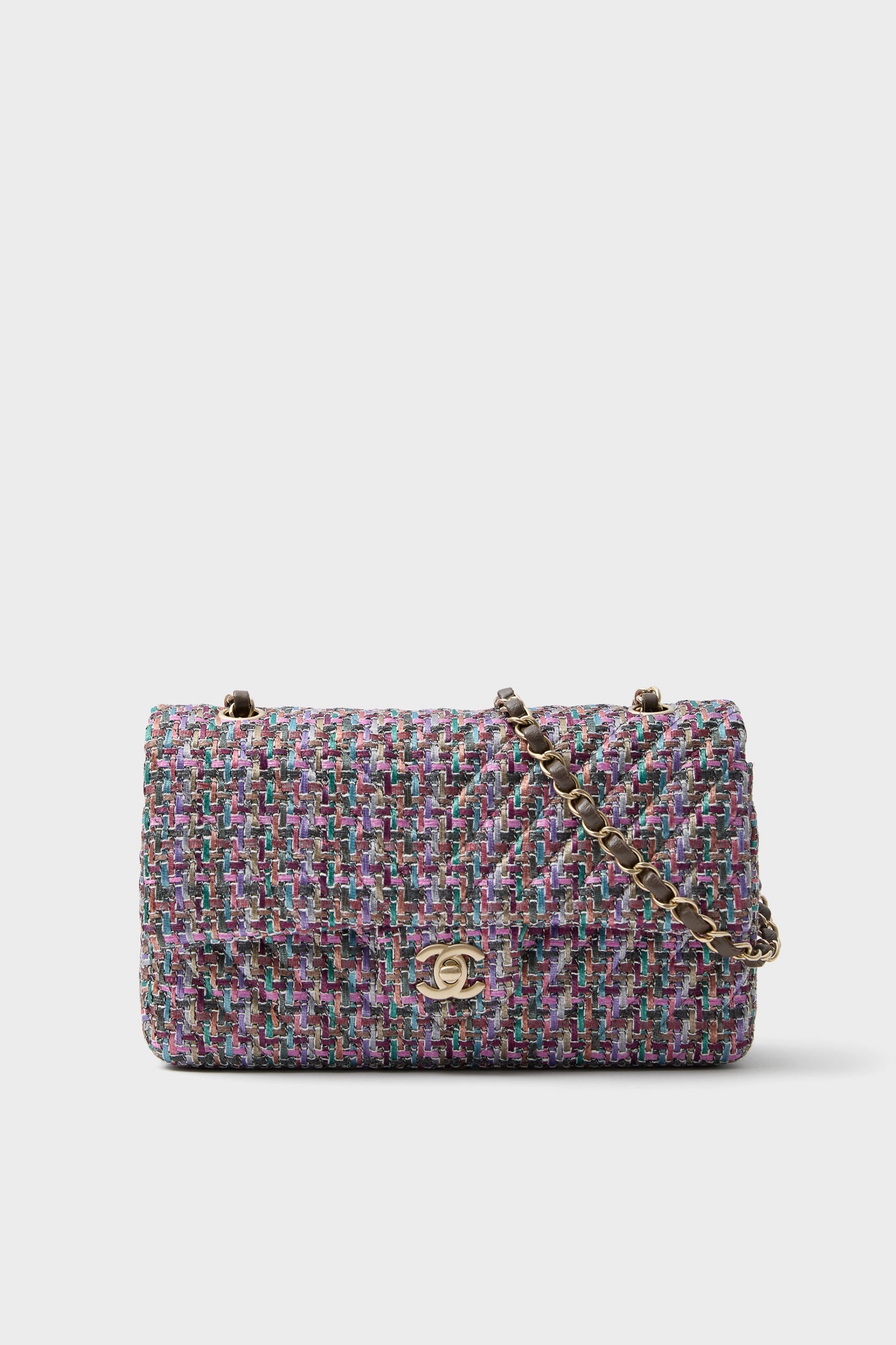 CHANEL Multicolor Pink Purple Soft Diagonal Pattern Classic 25 Crossbody