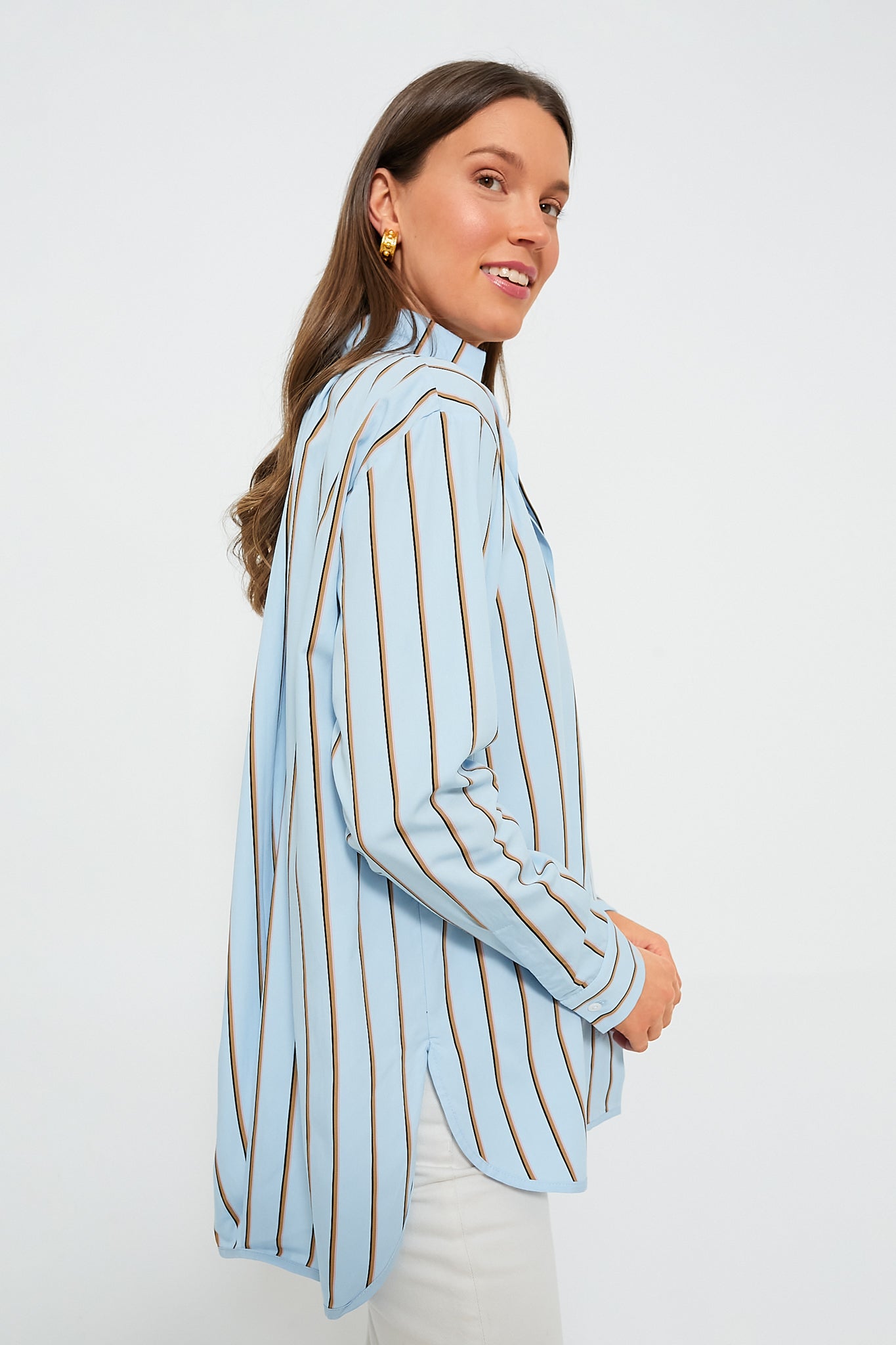 Celeste and Camel Robert Stripes Top