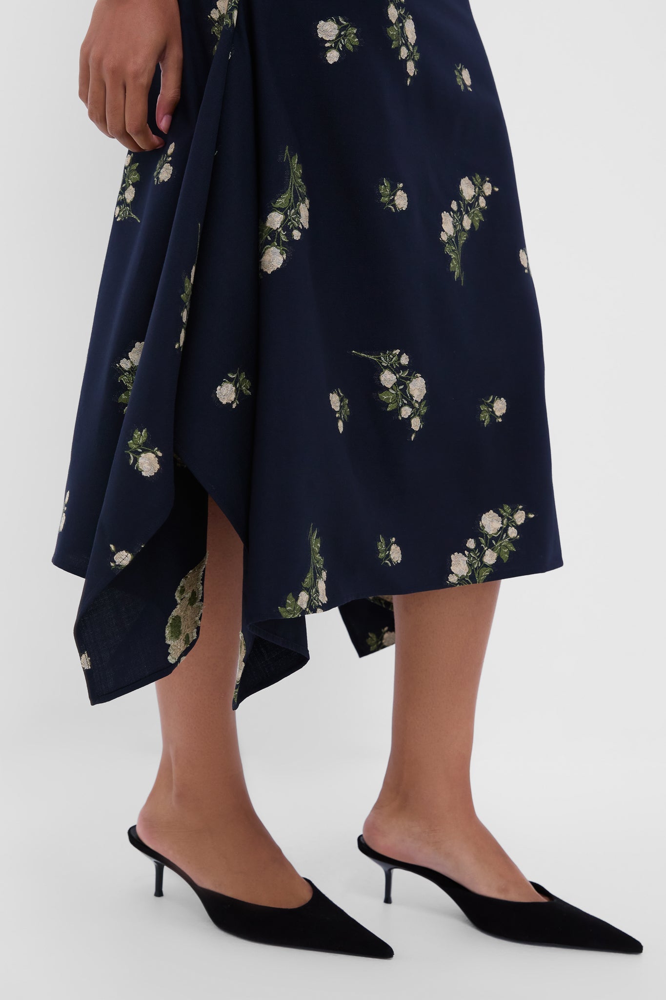 Midnight Blue Short Sleeve Midi Dress
