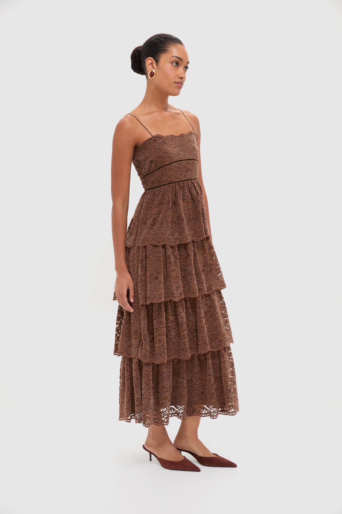 Sepia Lace Leina Midi Dress