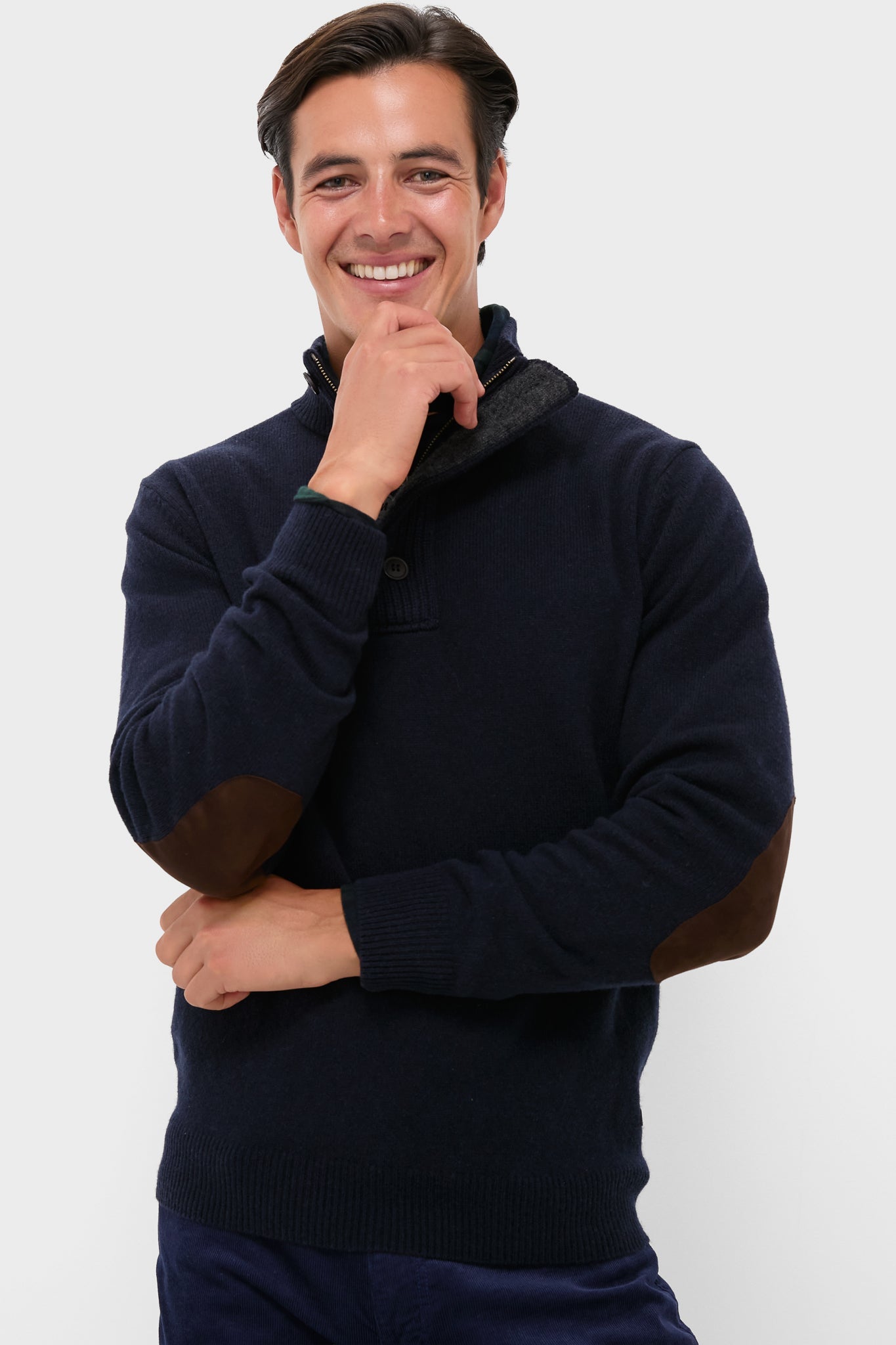 Navy Essential Patch Half Zip Knitted Jumper