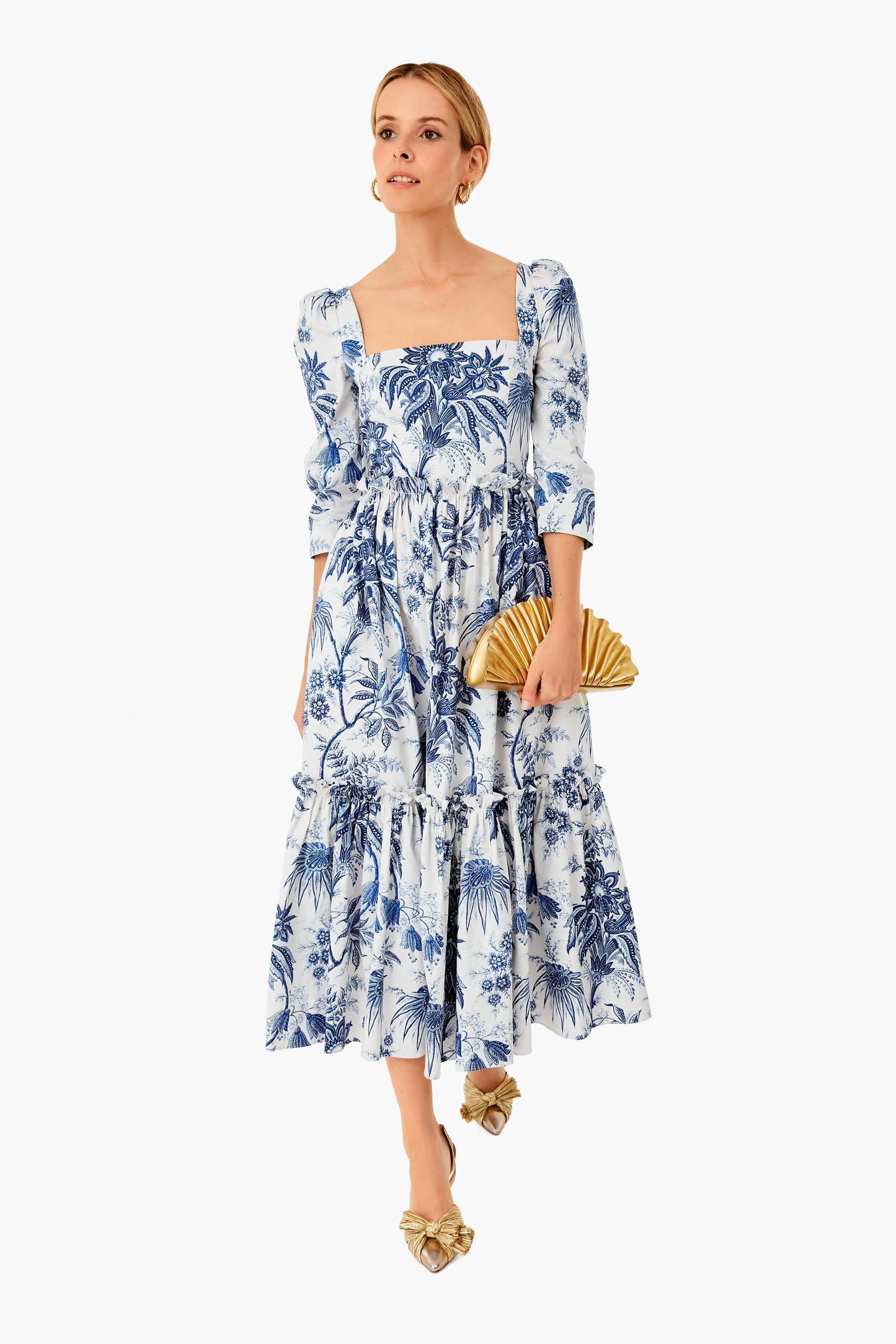 Jacobean Toile Navy Blue Hill Dress