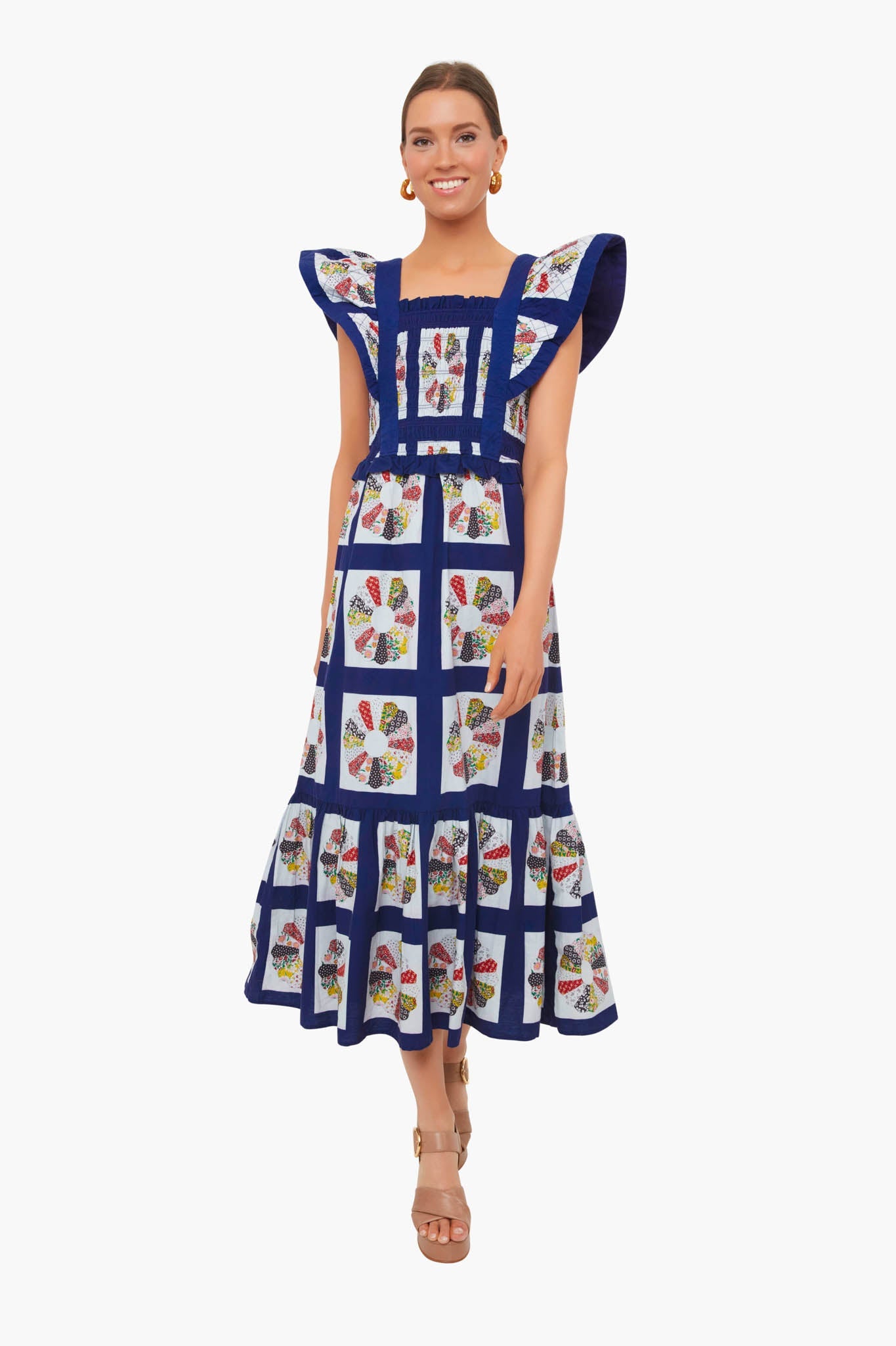 Multi Pippin Patchwork Smocked Apron Dress