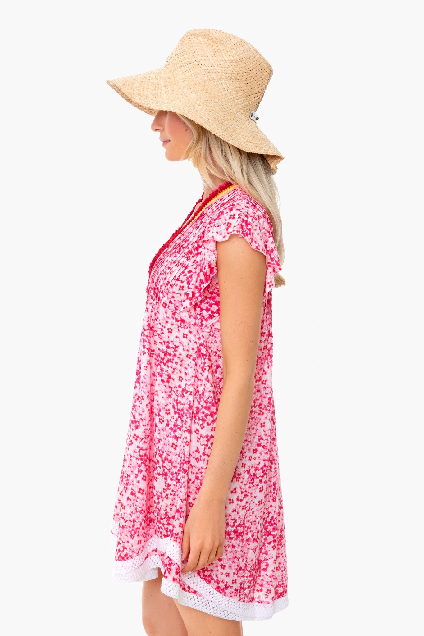 Pink Hortensia Sasha Trimmed Mini Dress