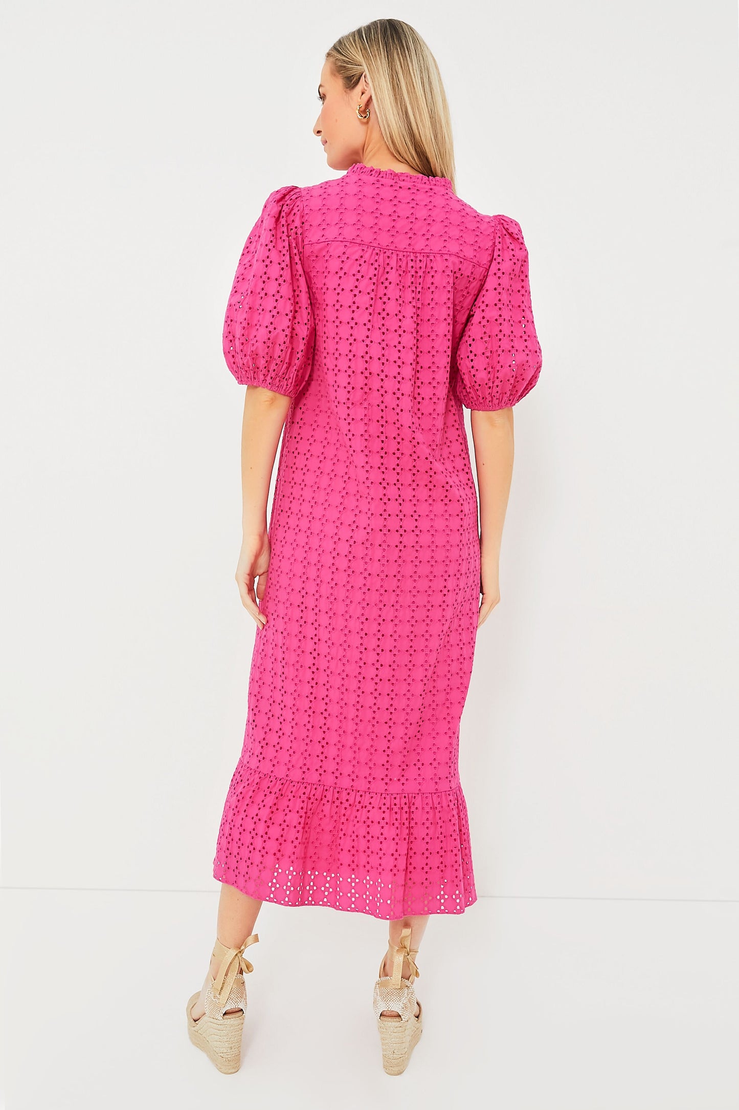Pink Eyelet Midi Tryall Dress