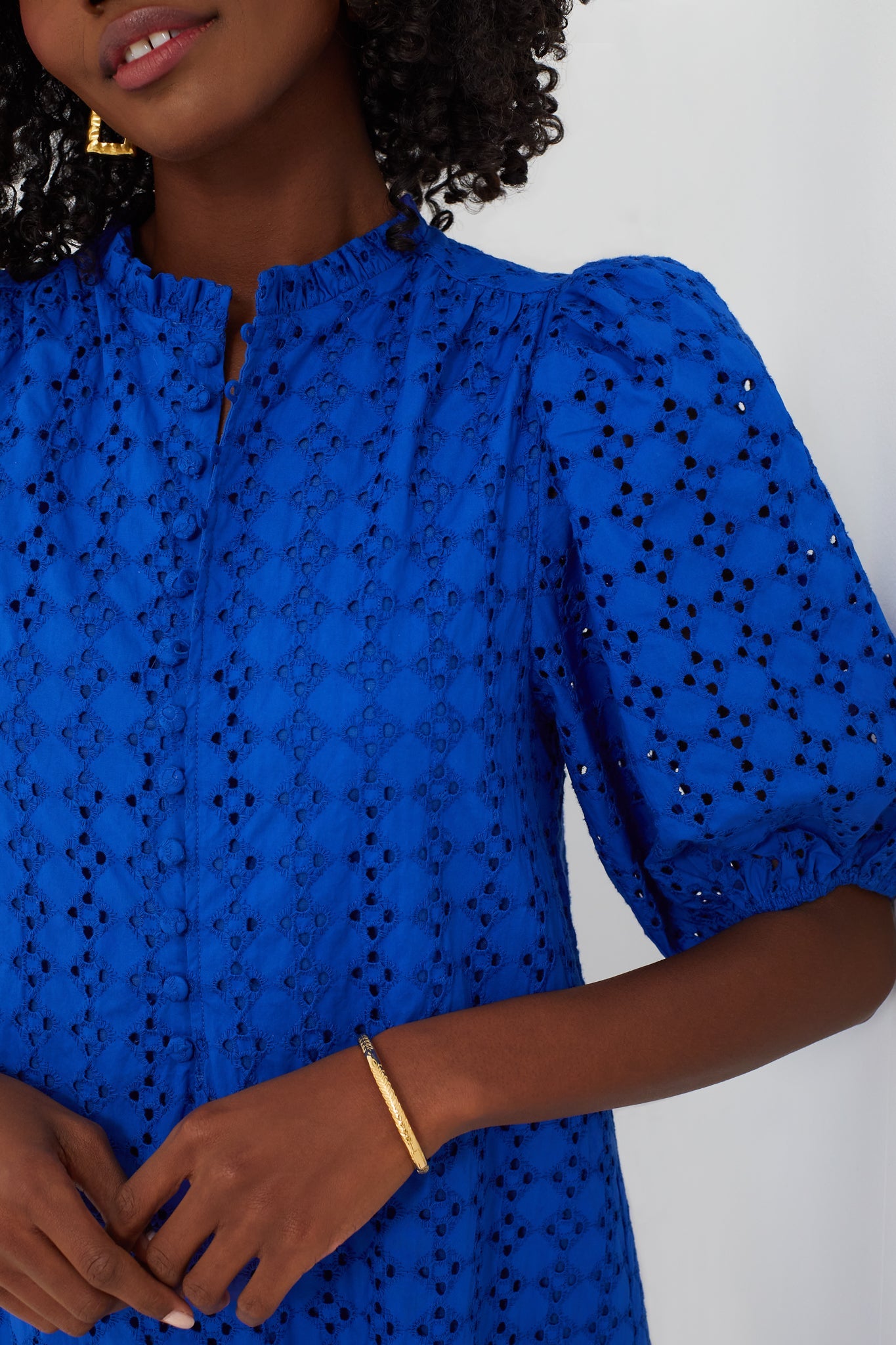 Royal Blue Eyelet Midi Tryall Dress