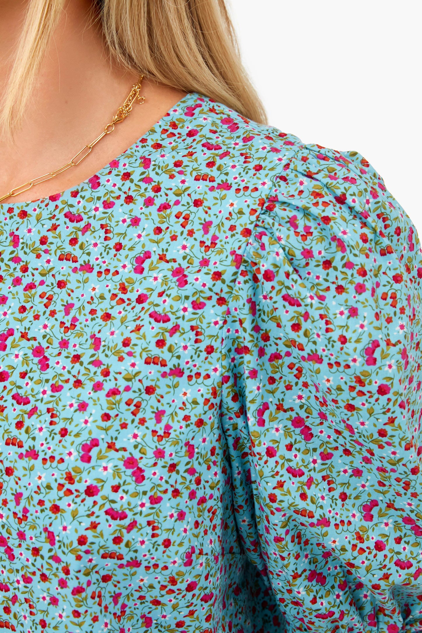 Blue Ditsy Floral Fiona Blouse