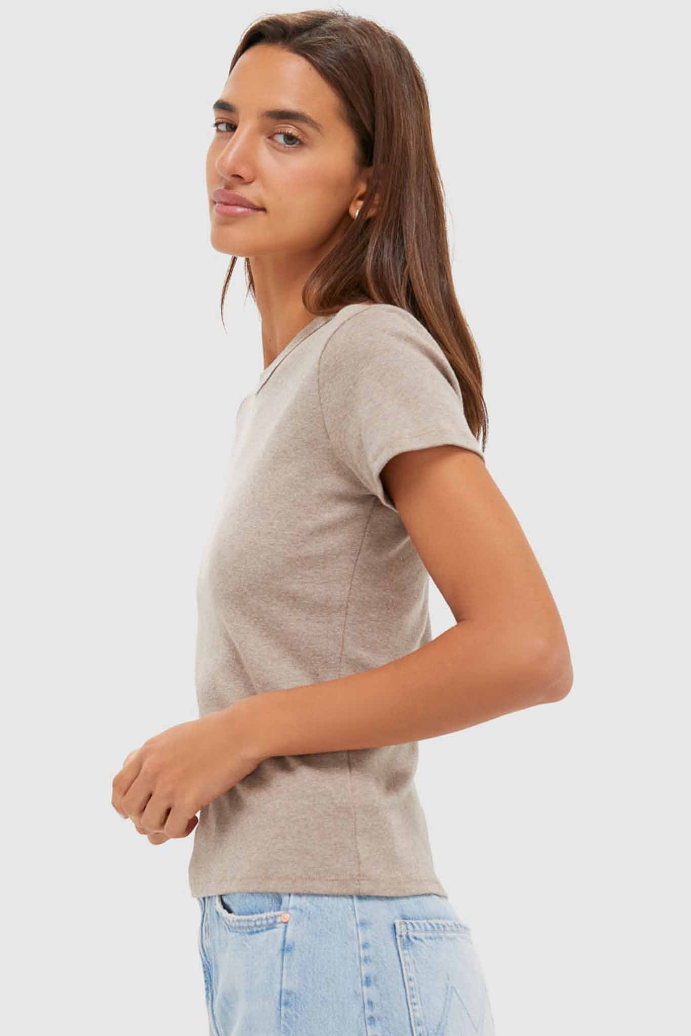 Beige Melange Nando Slim Fit Tee