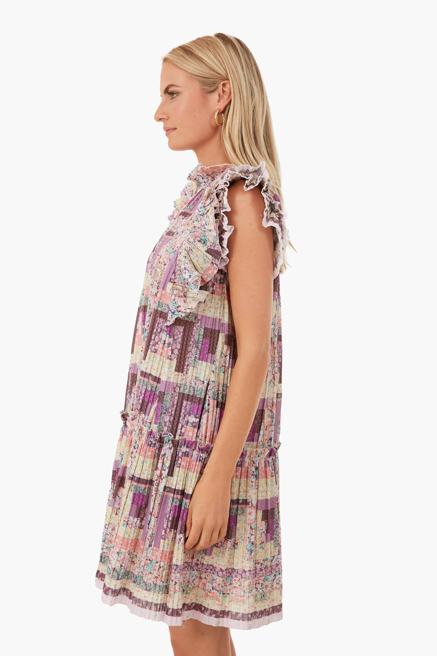 Multi Naya Print Pleated Dress