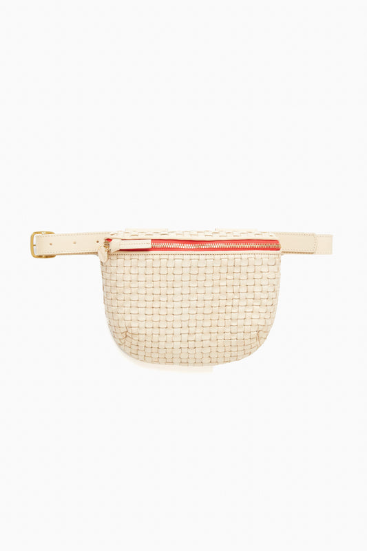 Cream Woven Checker Fanny Pack