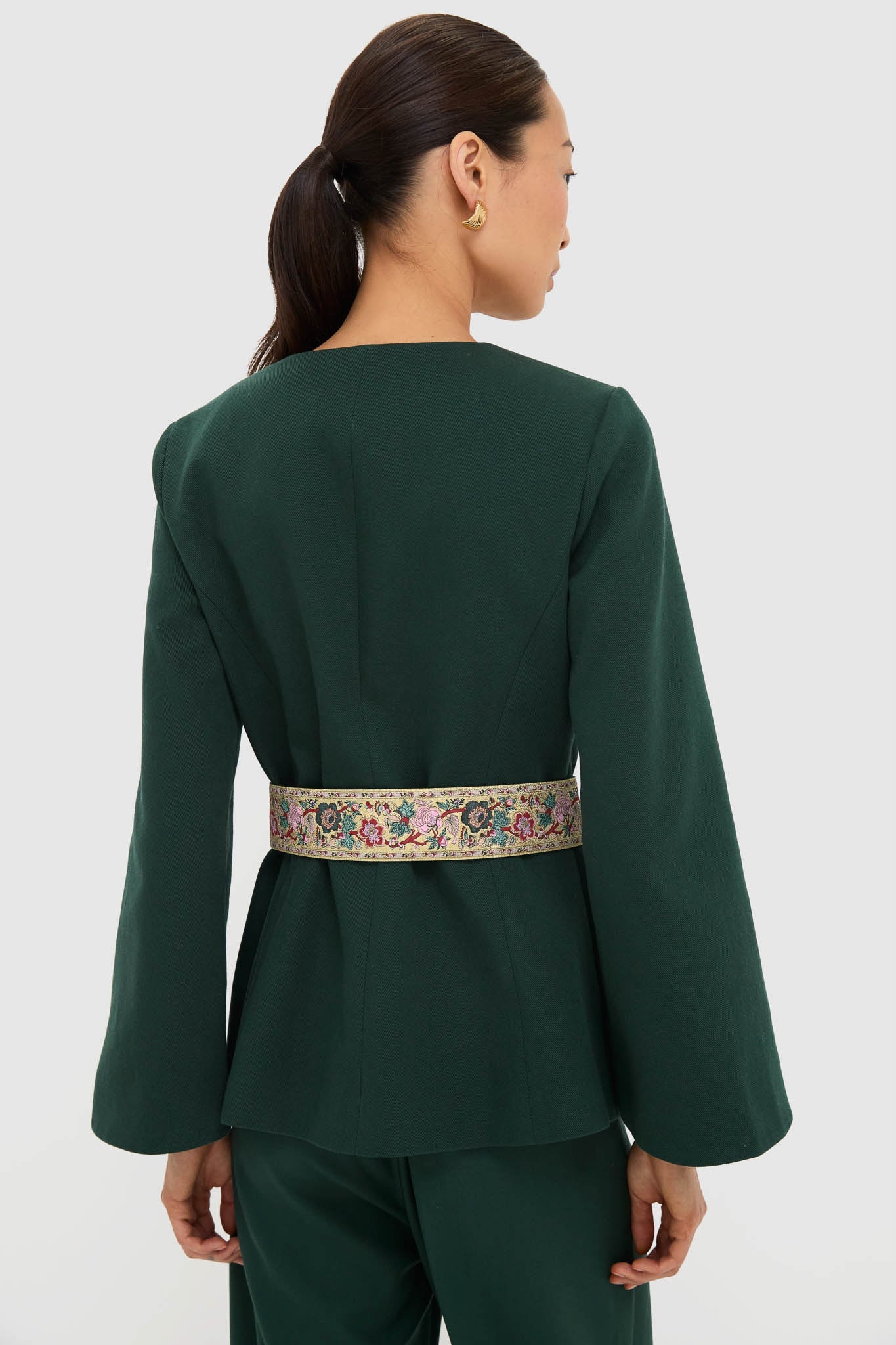Garden Scrollwork Jacquard Belted Rhoda Tunic Top