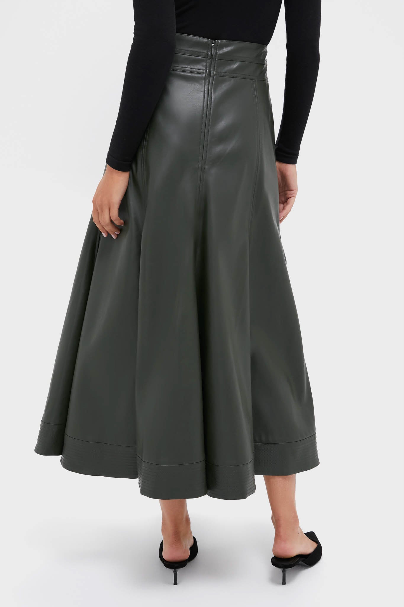 Dark Hunter Green Leather Brynn Skirt