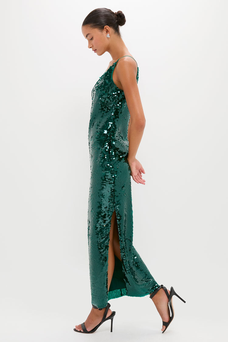 Emerald Sequin Isa Maxi Dress