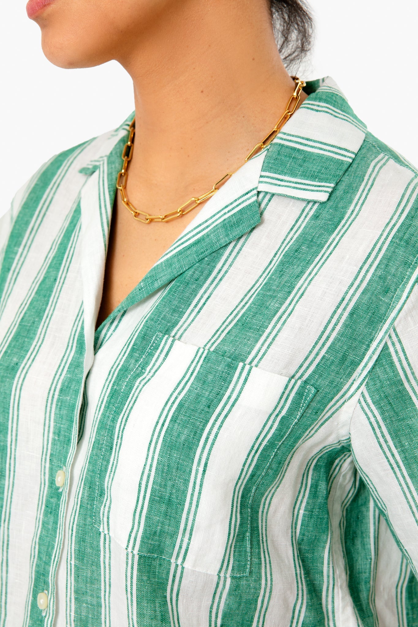 Green Awning Stripe Margot Shirt