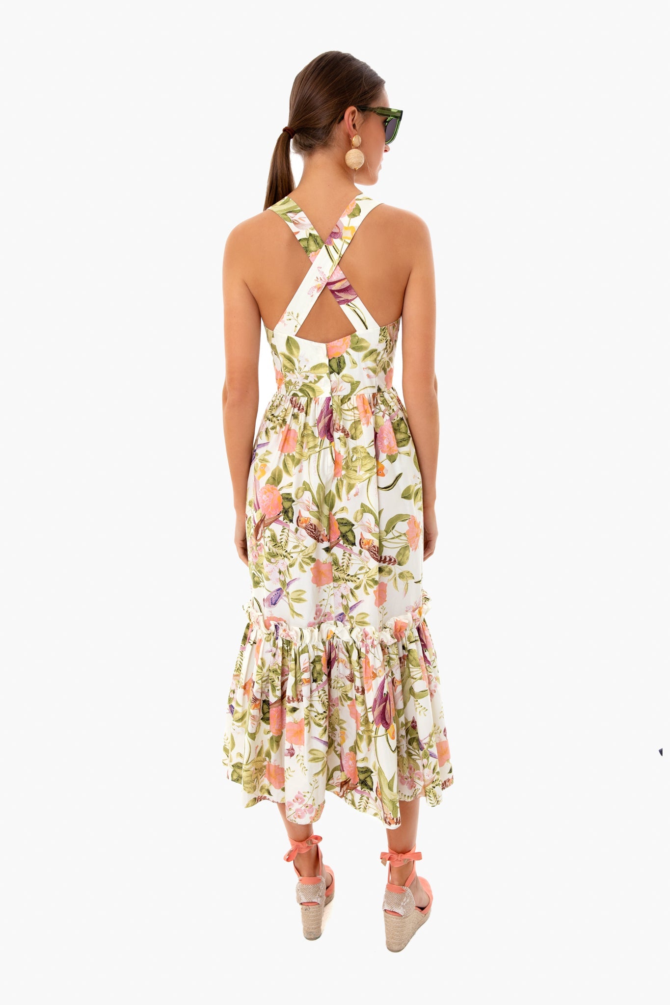 Tropical Birds Ivory Julia Dress