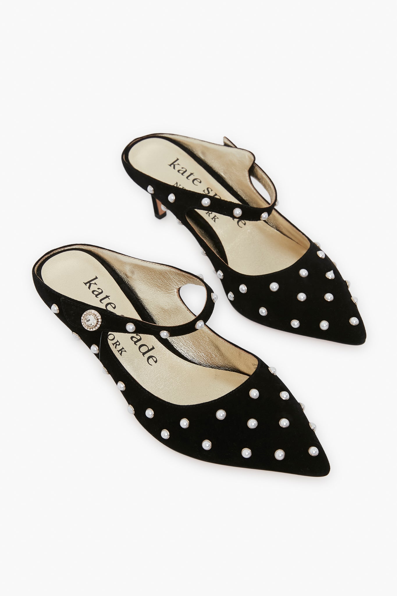 Black Marisol Pearls Mules