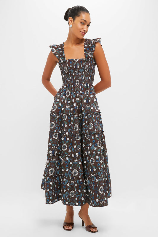 Chocolate Swedish Floral Ellie Maxi Nap Dress