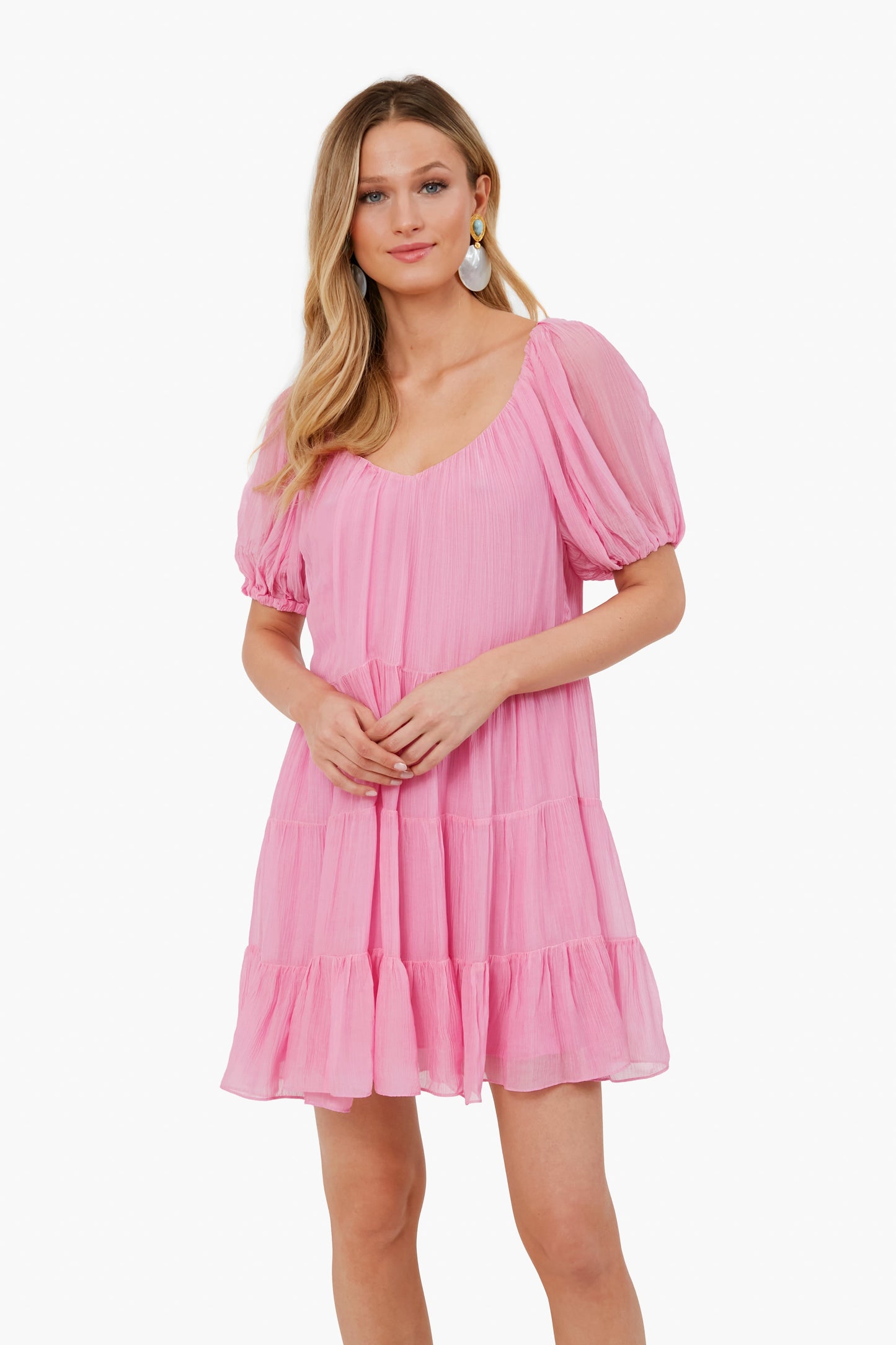 Flamingo Pink Tiered Dress