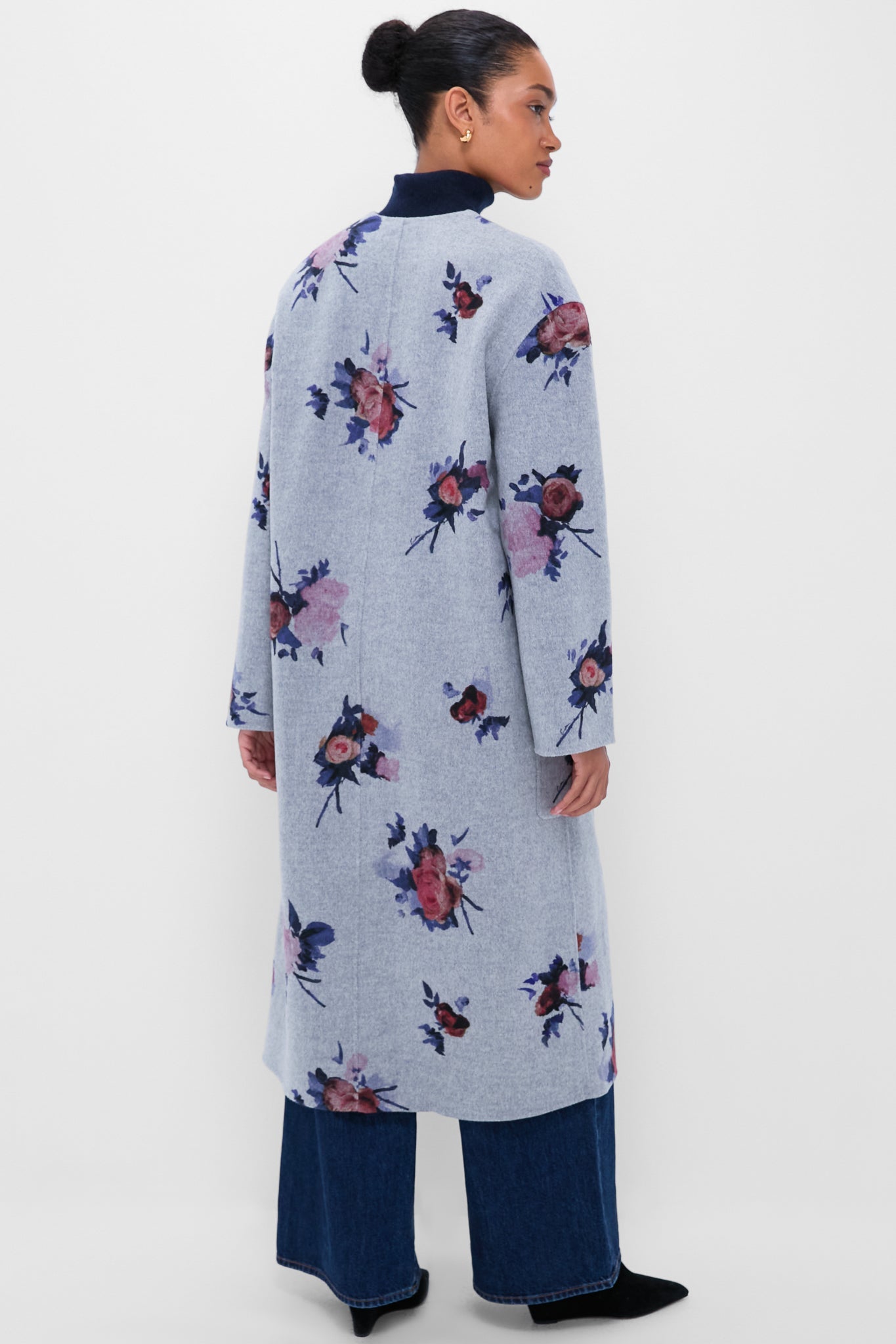 Painted Rose Grey Melange Oversize Belted Coat