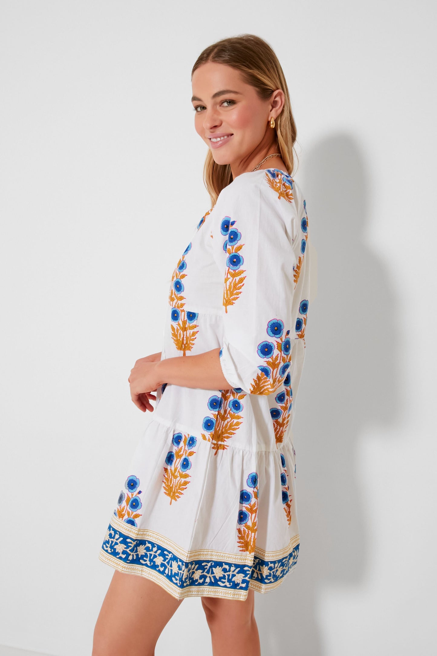 Cornflower Blue Poppy Print Joci Dress