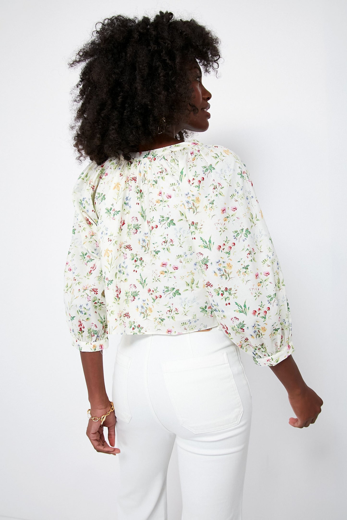 Pastel Bouquet Floral Crop Ruthie Blouse