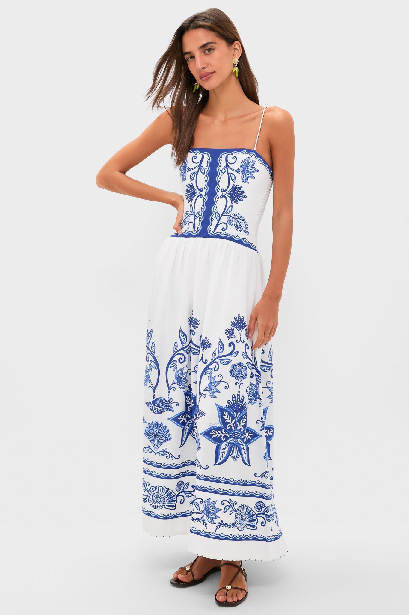 Shell Garden Off-White Sleeveless Midi Dress