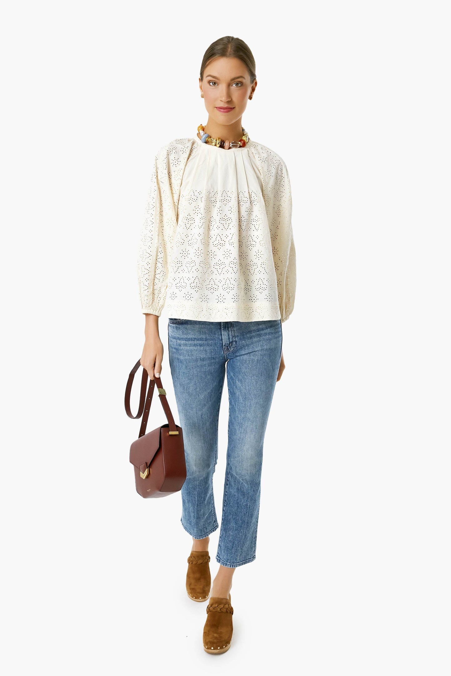 Bone Eyelet Somerset Blouse
