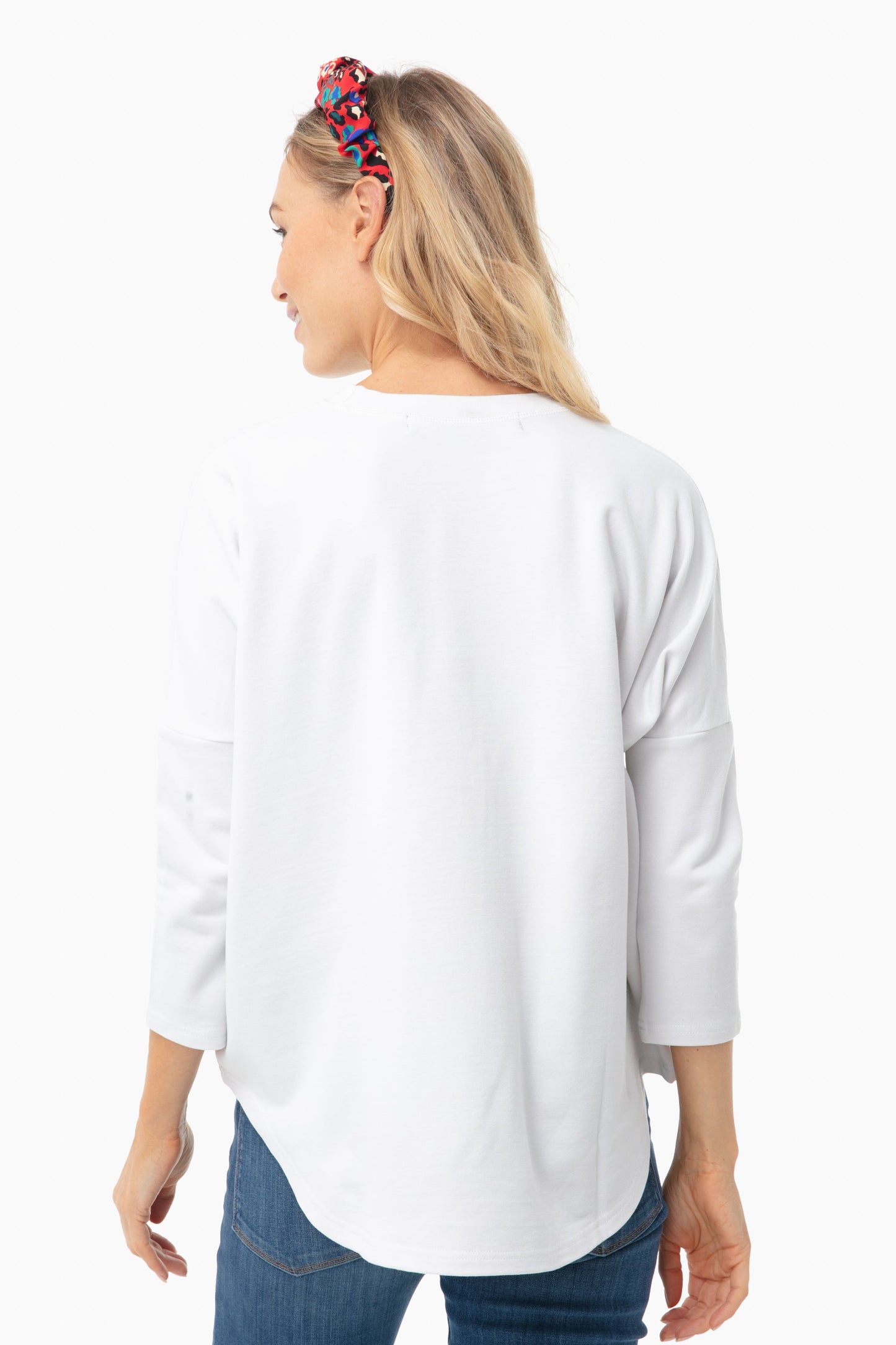 White Solid Swing Sweatshirt