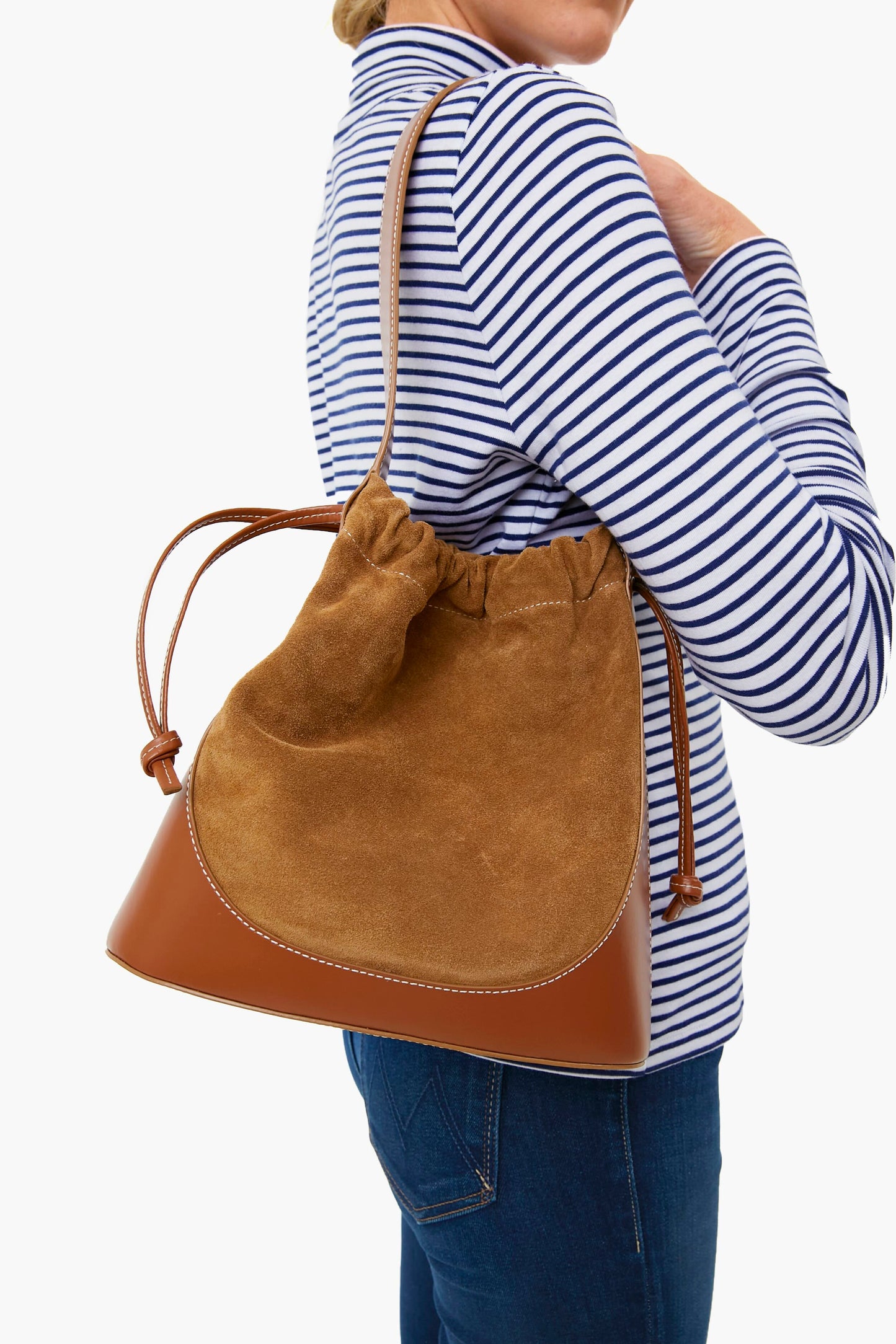 Tan Cinch Bucket Bag