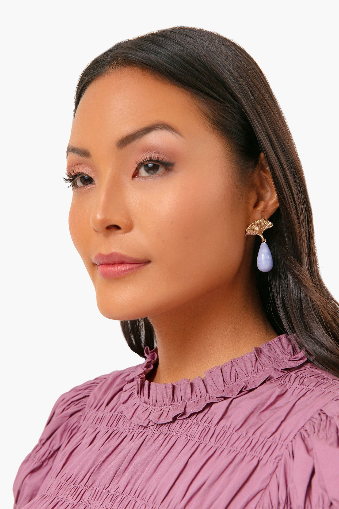 Light Blue Gingko Drop Earrings