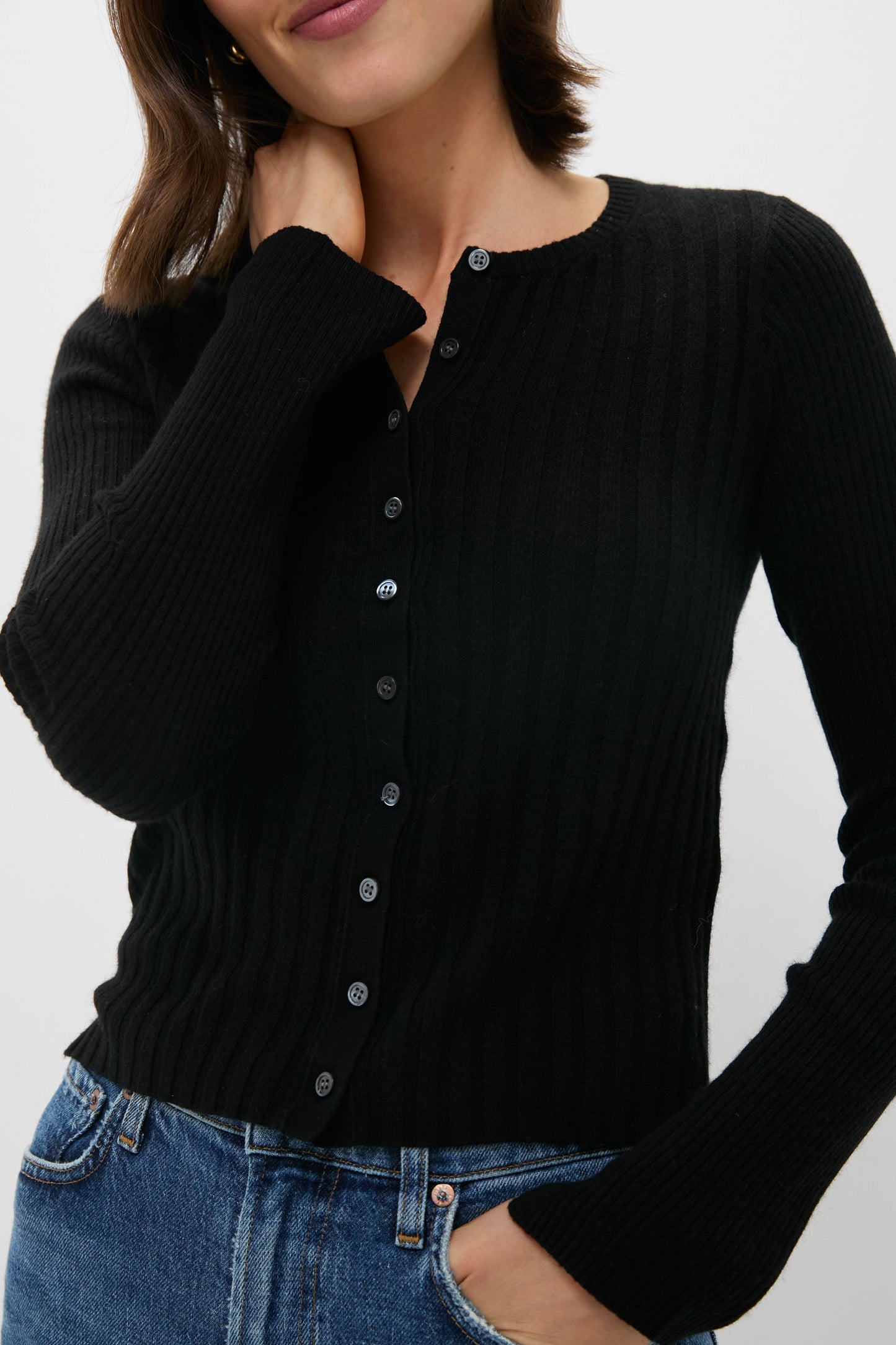 Black Kristin Ribbed Cardigan