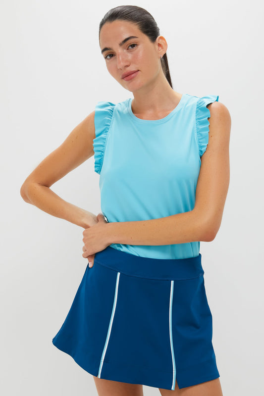 Milky Blue Ruffle Performance Jersey Lea Tank
