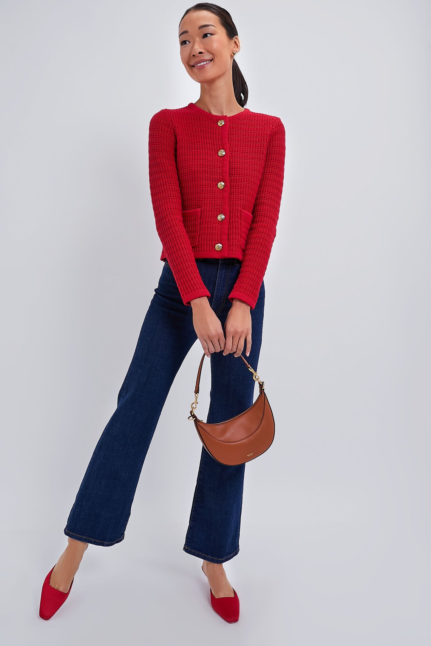 Red Woven Maybourne Cardigan