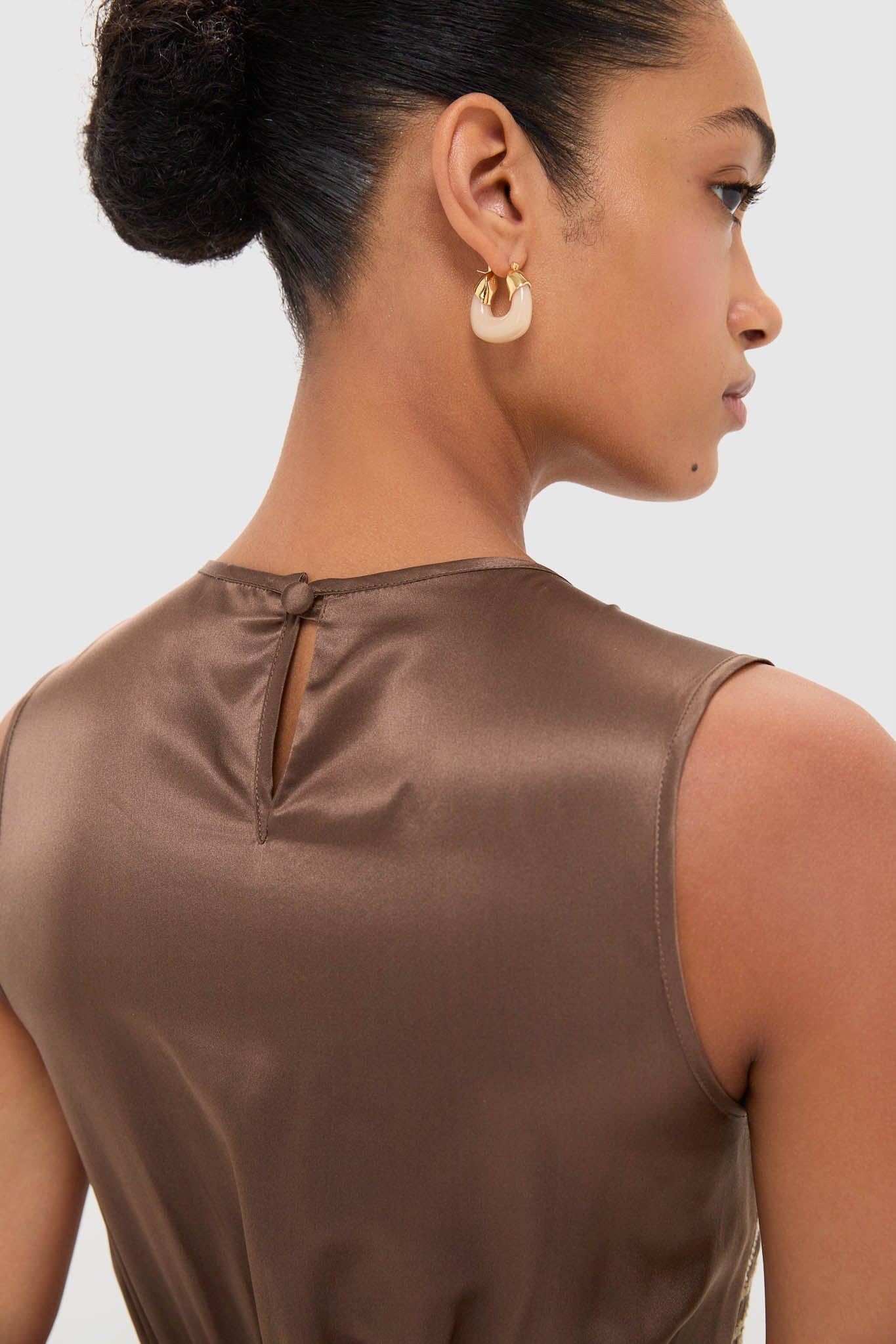 Regio Brown Silk Gioia Midi Dress