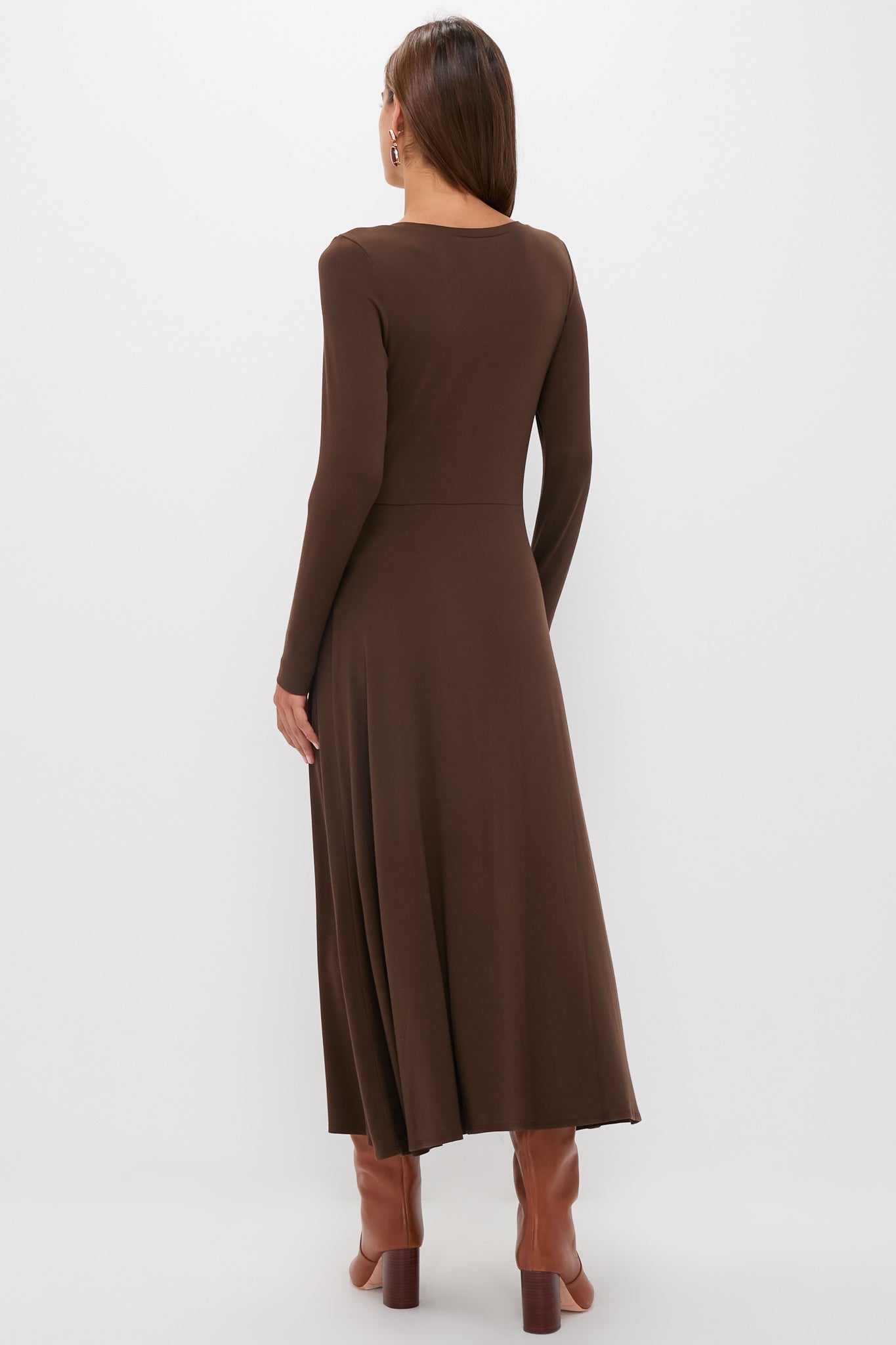 Chocolate Brown Long Sleeve Sara Maxi Dress