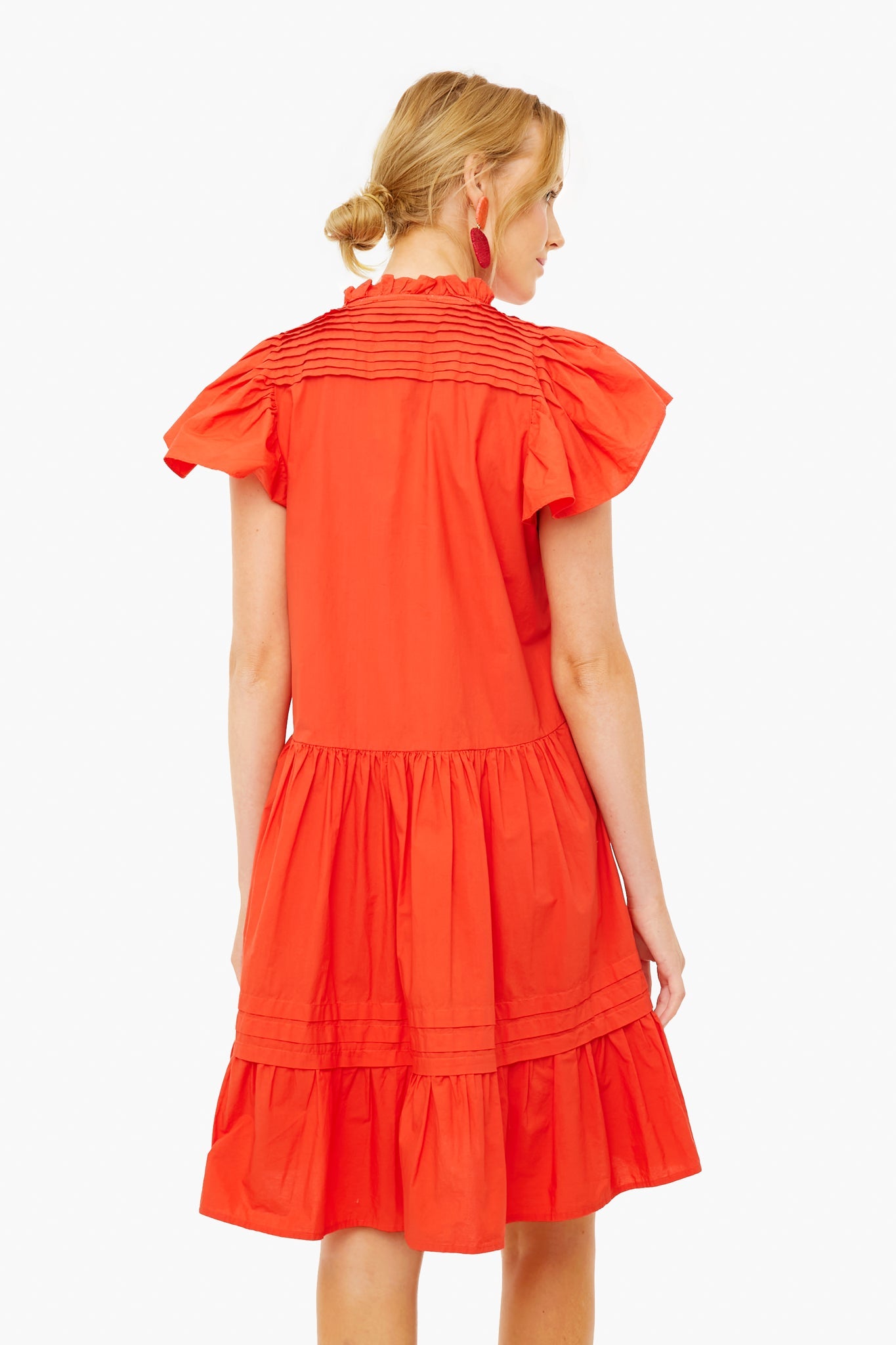 Scarlet Gaia Solid Cotton Flutter Sleeve Tunic