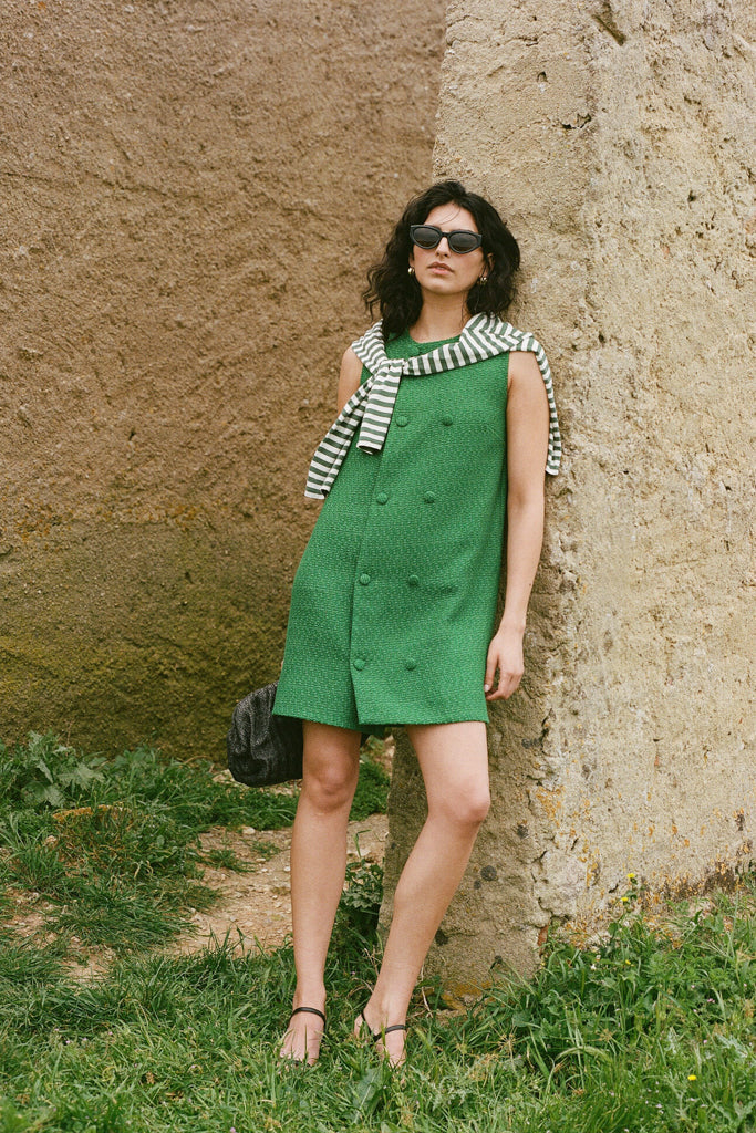 Emerald Green Tweed Bianca Dress